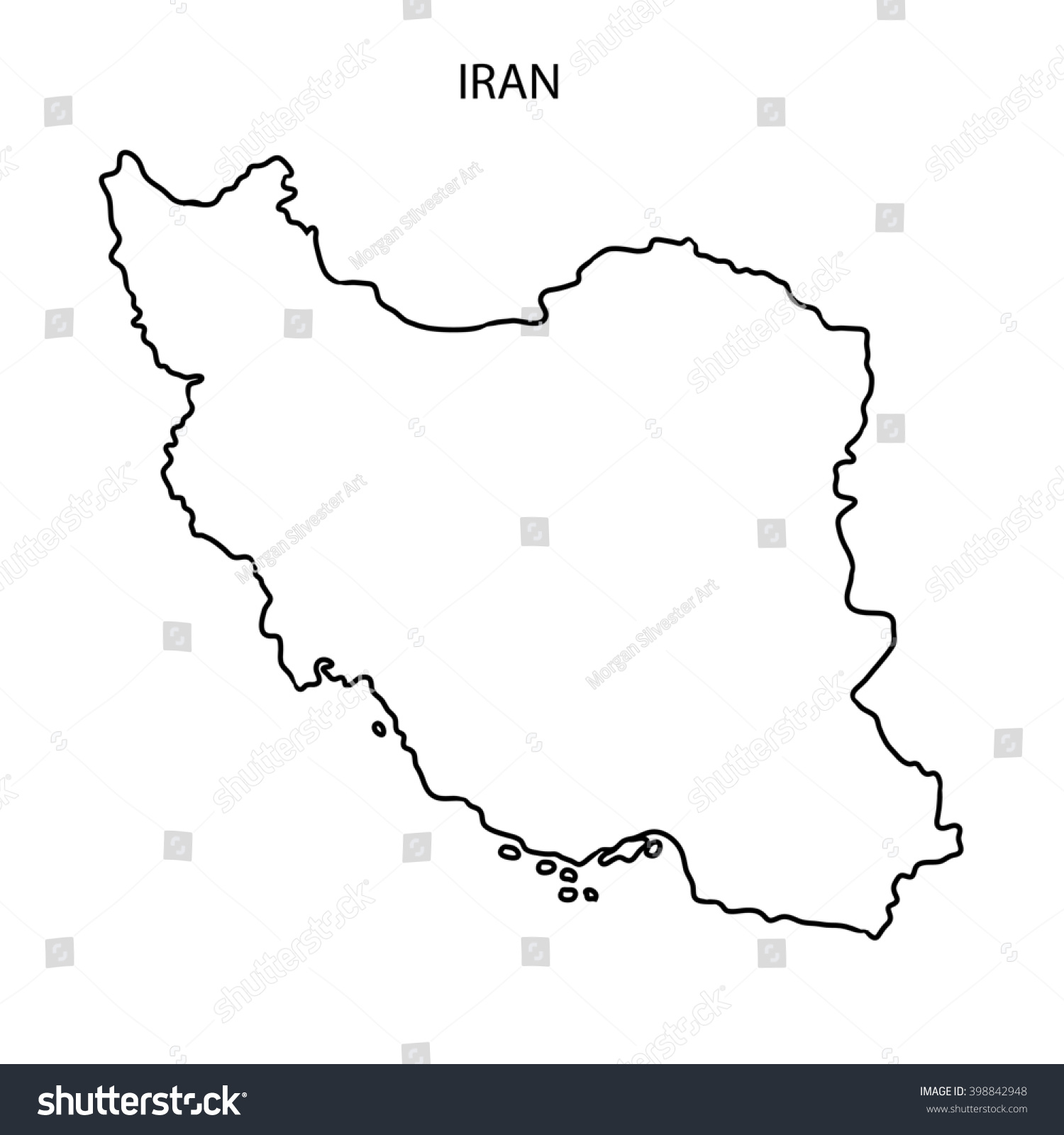 Iran Map Outline Stock Illustration 398842948 | Shutterstock