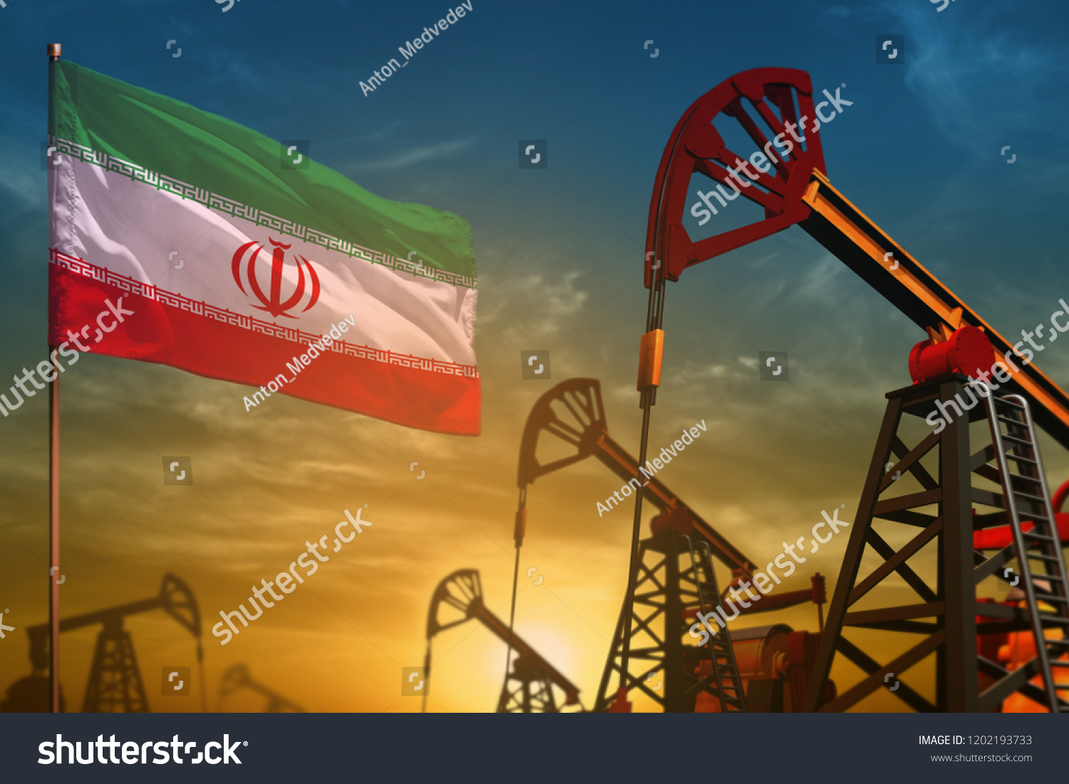 Iran Oil Industry Concept Industrial Illustration Stock Illustration