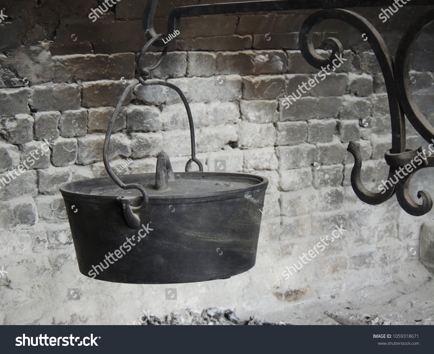 Iron Pot Hanging Fireplace Stock Image Download Now