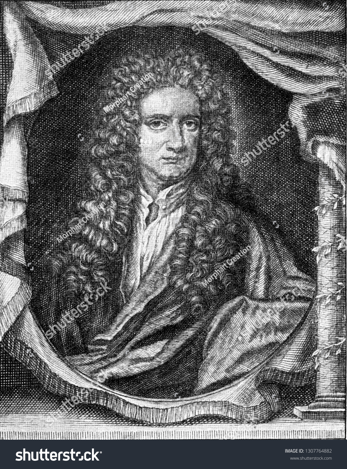 Isaac Newton Vintage Engraved Illustration Universe Stock Illustration 1307764882 2971