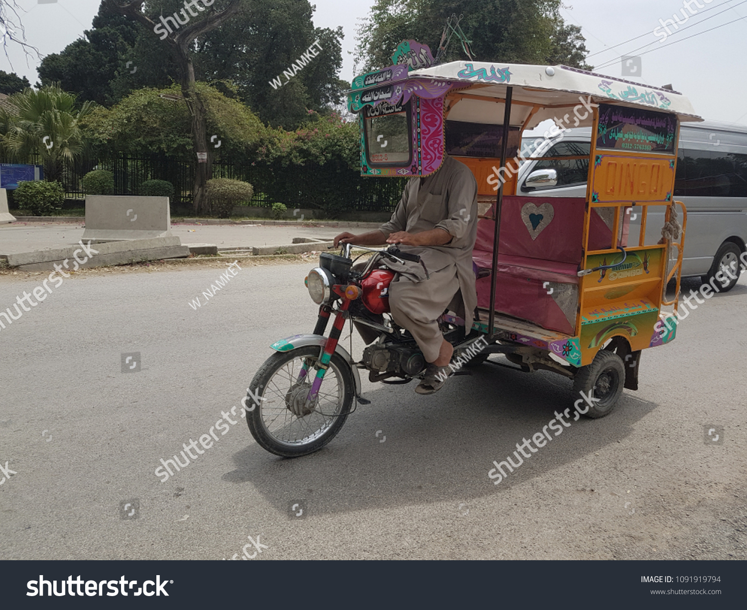 Islamabadmay 12018 Pakistan Motorcycle Taxi Driver Stock Photo ...