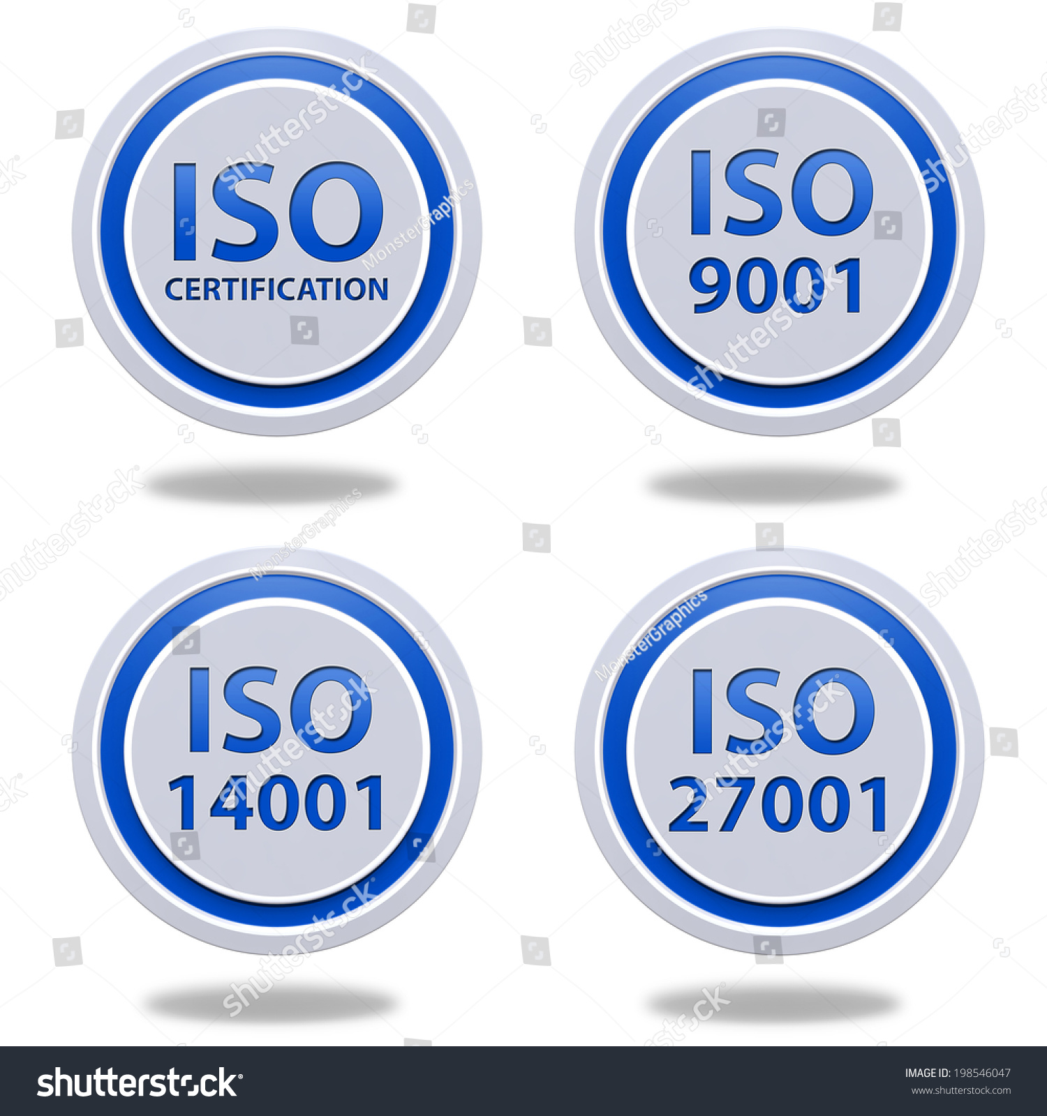 Iso Certification Icon Set On White Stock Illustration 198546047 ...