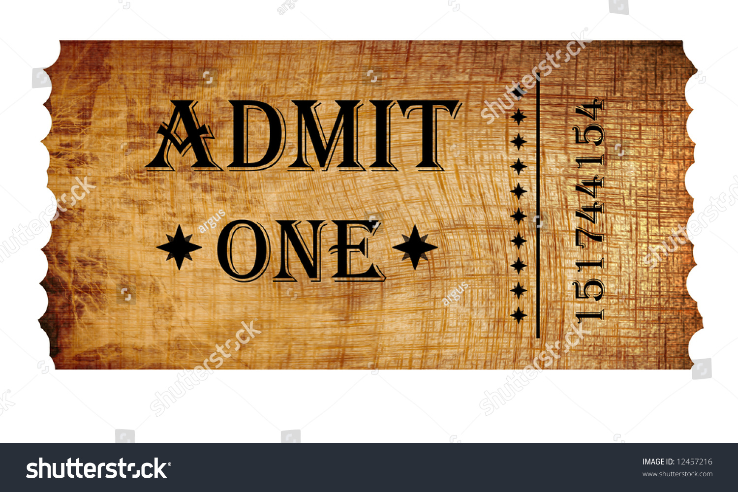 Isolated Admit One Ticket On Vintage Stock Illustration 12457216 Shutterstock 2834