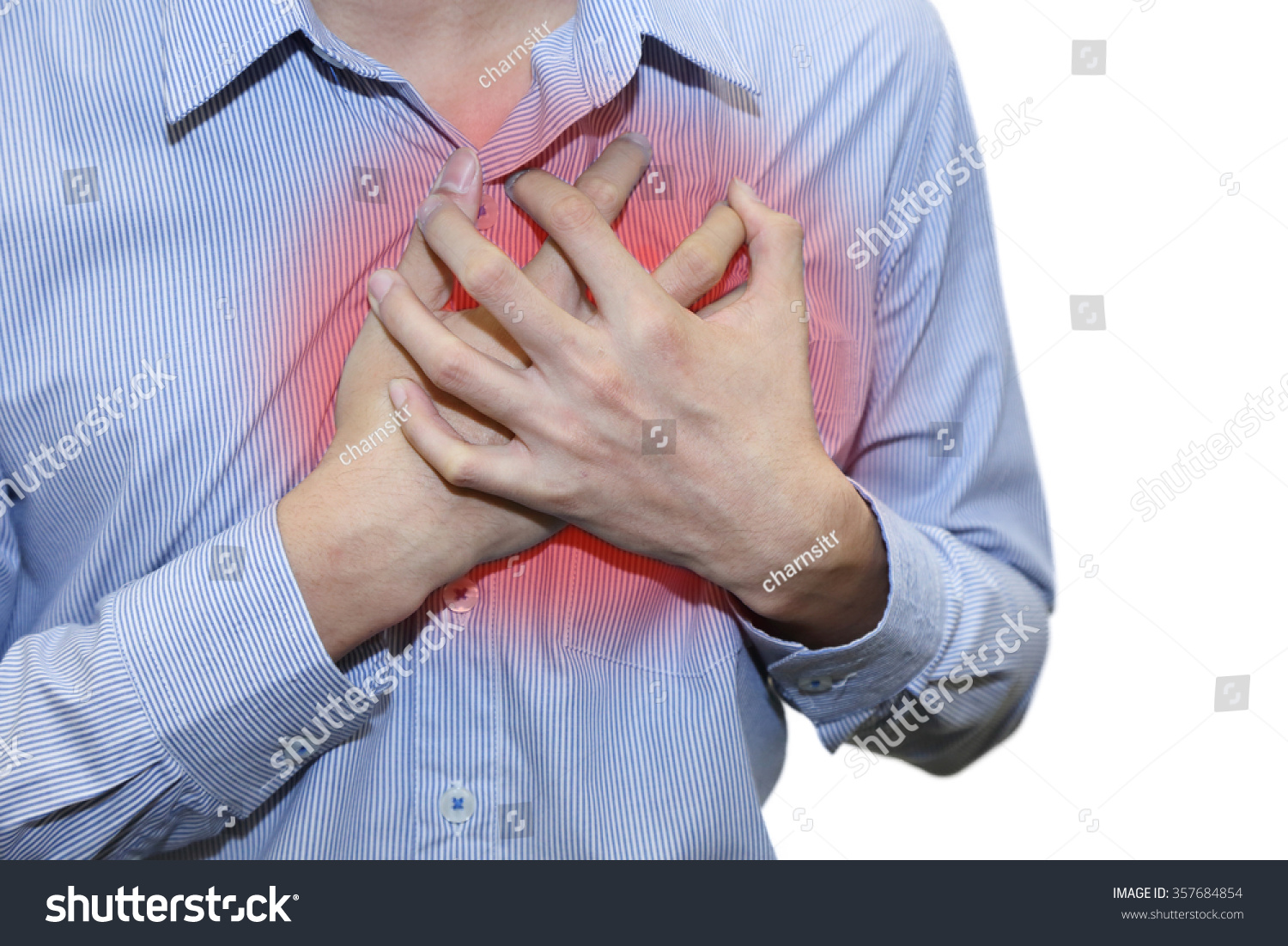 Isolated Man Having A Heart Attack Grab His Chest With Pain Stock Photo ...