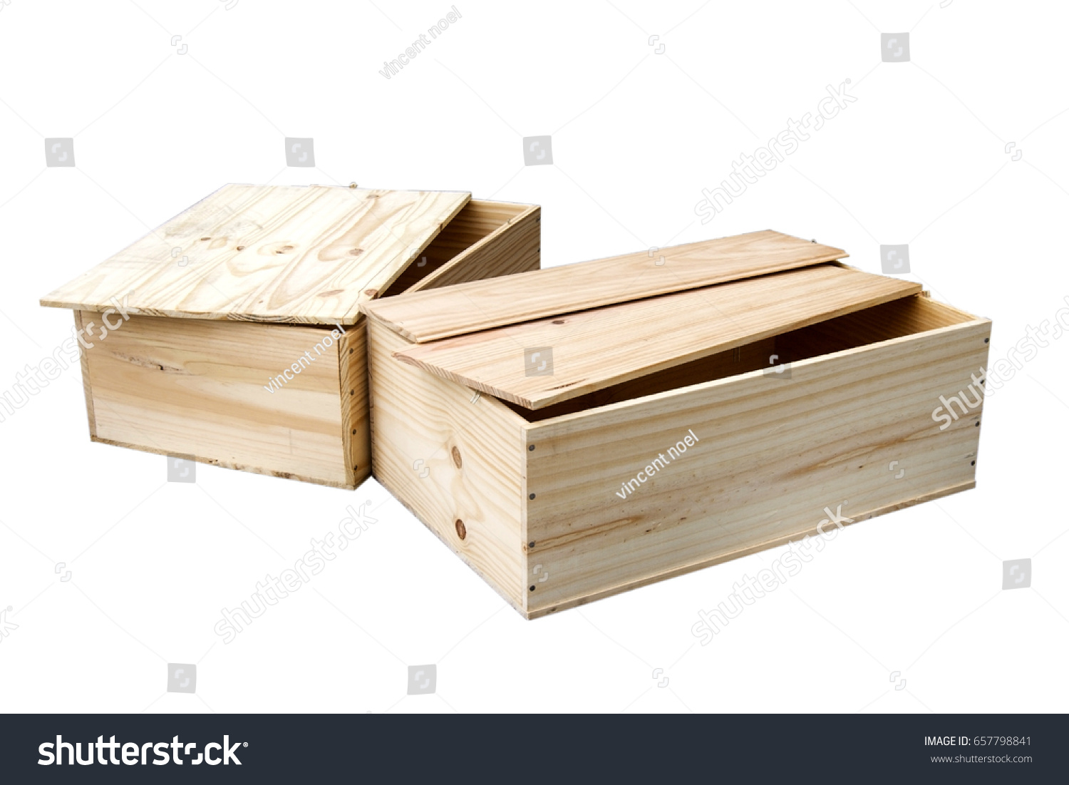 Isolated Open Wooden Crates Isolated Open Wooden Crates
