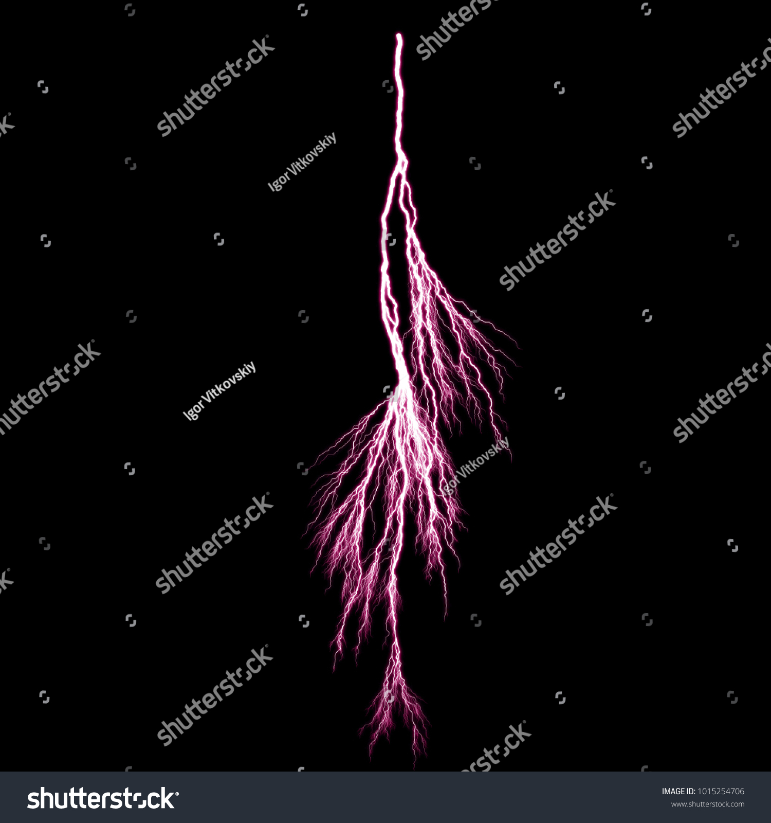 Isolated Pink Electrical Lightning Strike Visual Stock Illustration ...