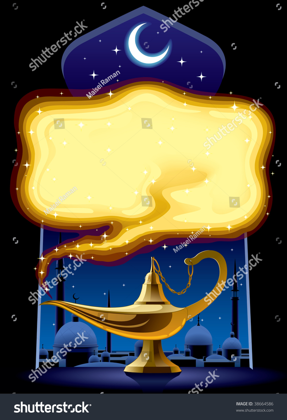 Isolated Raster Version Of Vector Poster With The Aladdin'S Magic Lamp ...