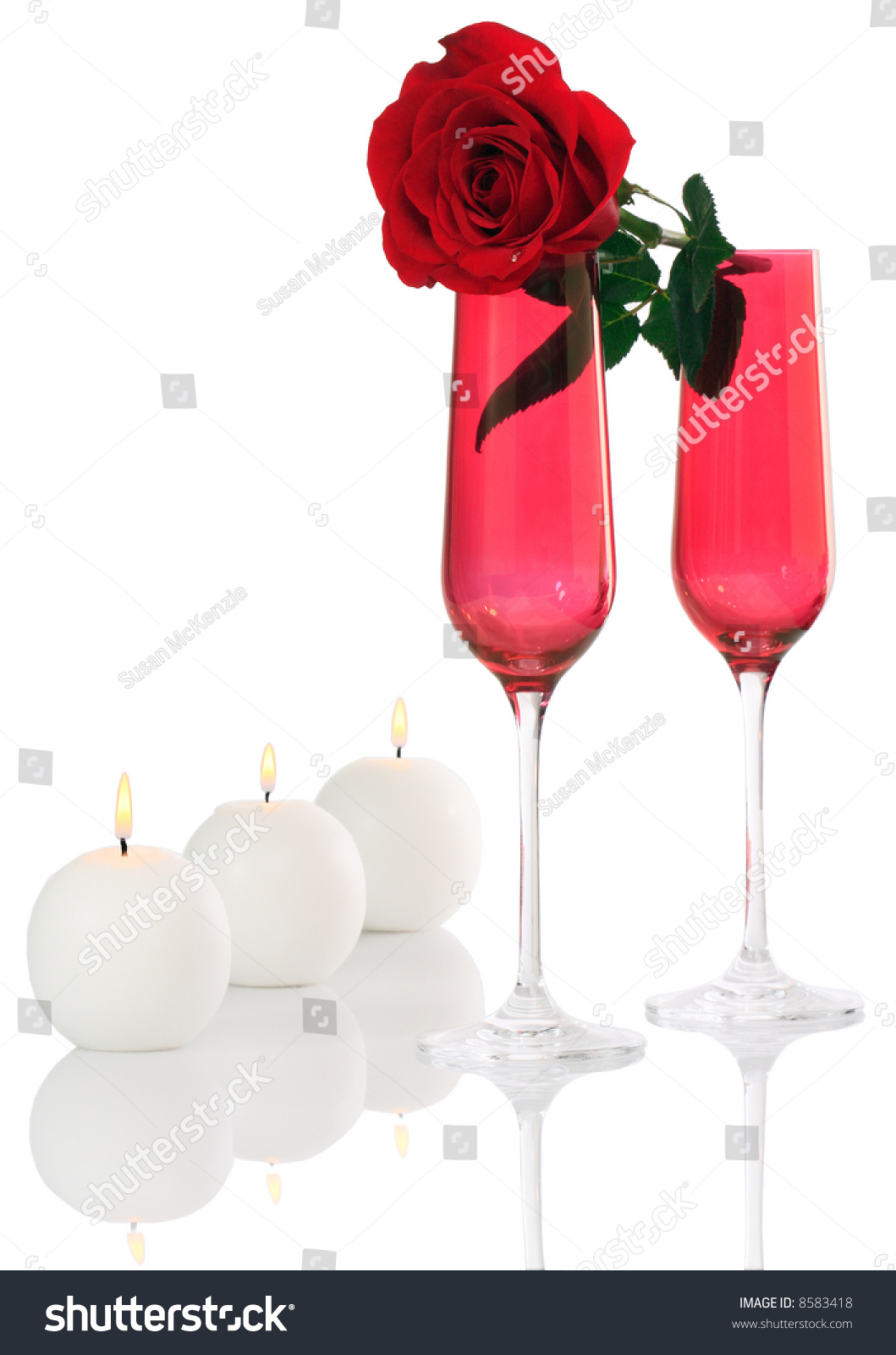 red champagne flutes