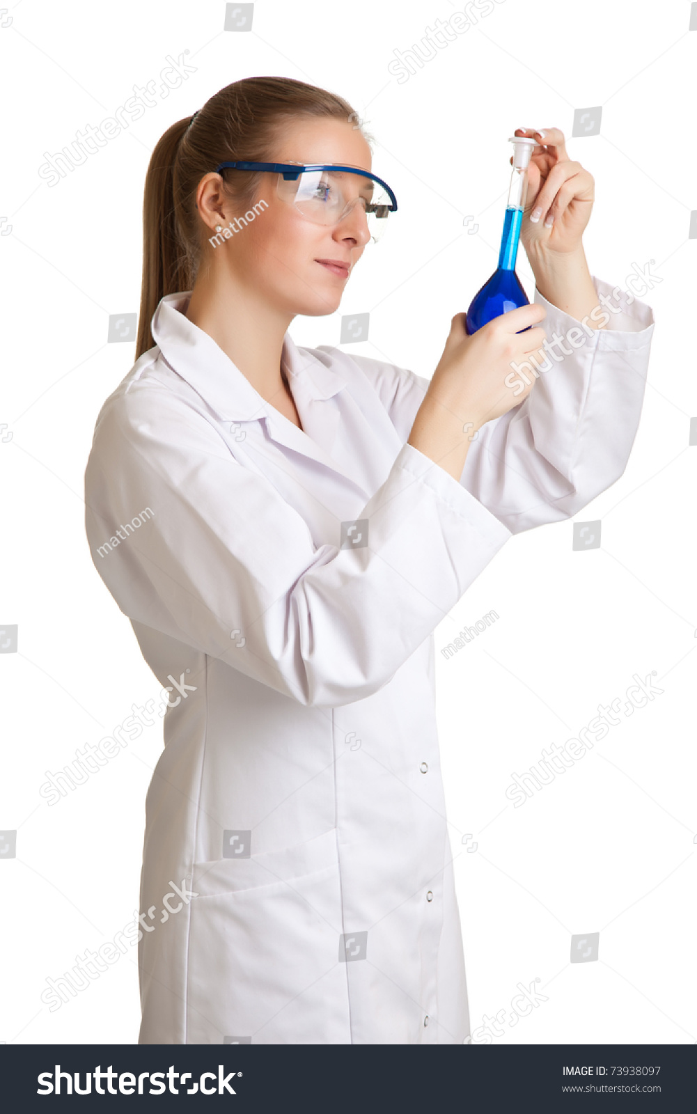 Isolated Scientist Woman Lab Coat Chemical Stock Photo 73938097