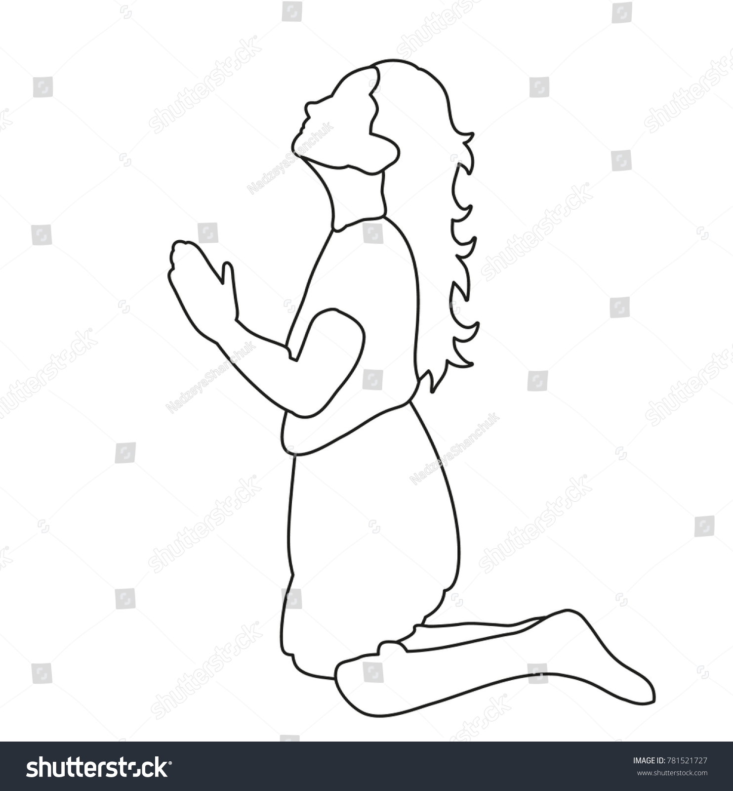 Isolated Sketch Little Girl Prays Stock Illustration 781521727 ...