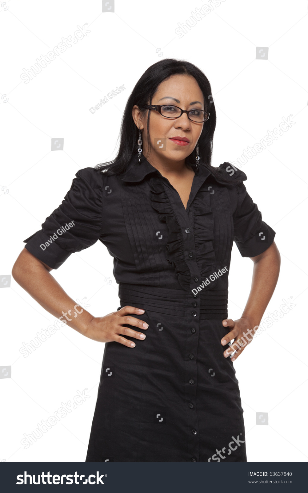 Isolated Studio Shot Of A Latina Businesswoman With A Stern Expression ...