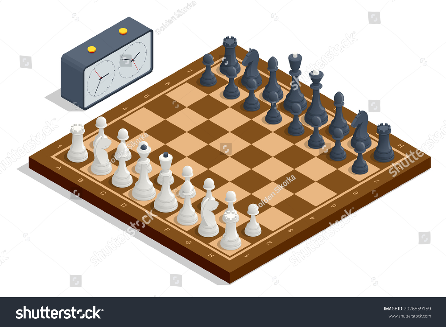 Isometric Chess Board Pieces Chess Icons Stock Illustration 2026559159 ...