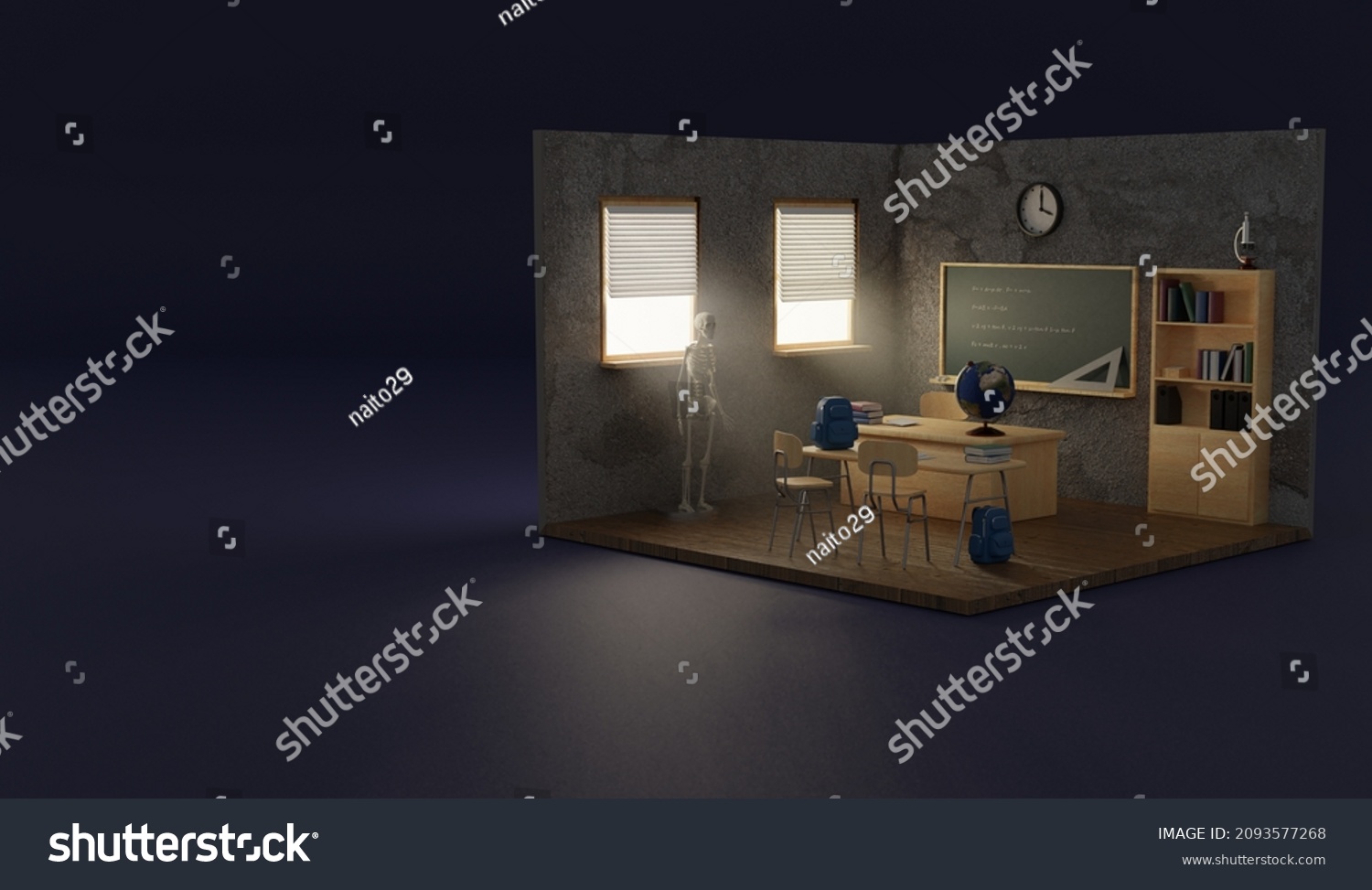 Isometric Class Room Interior Old School Stock Illustration 2093577268