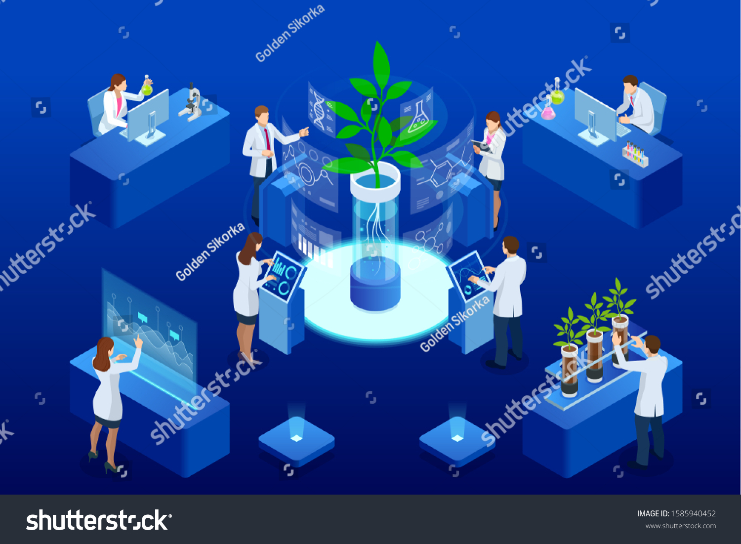 Isometric Concept Laboratory Exploring New Methods Stock Illustration ...