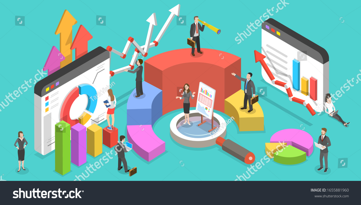 Isometric 3d Conceptual Illustration Business Environment Stock ...