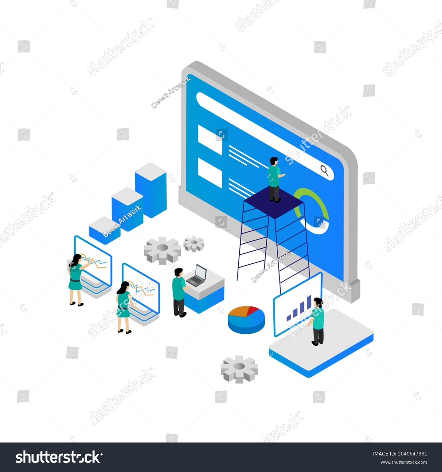 Isometric Seo Illustration Startup Data Analysis Stock Illustration 2040647831 Shutterstock 9437