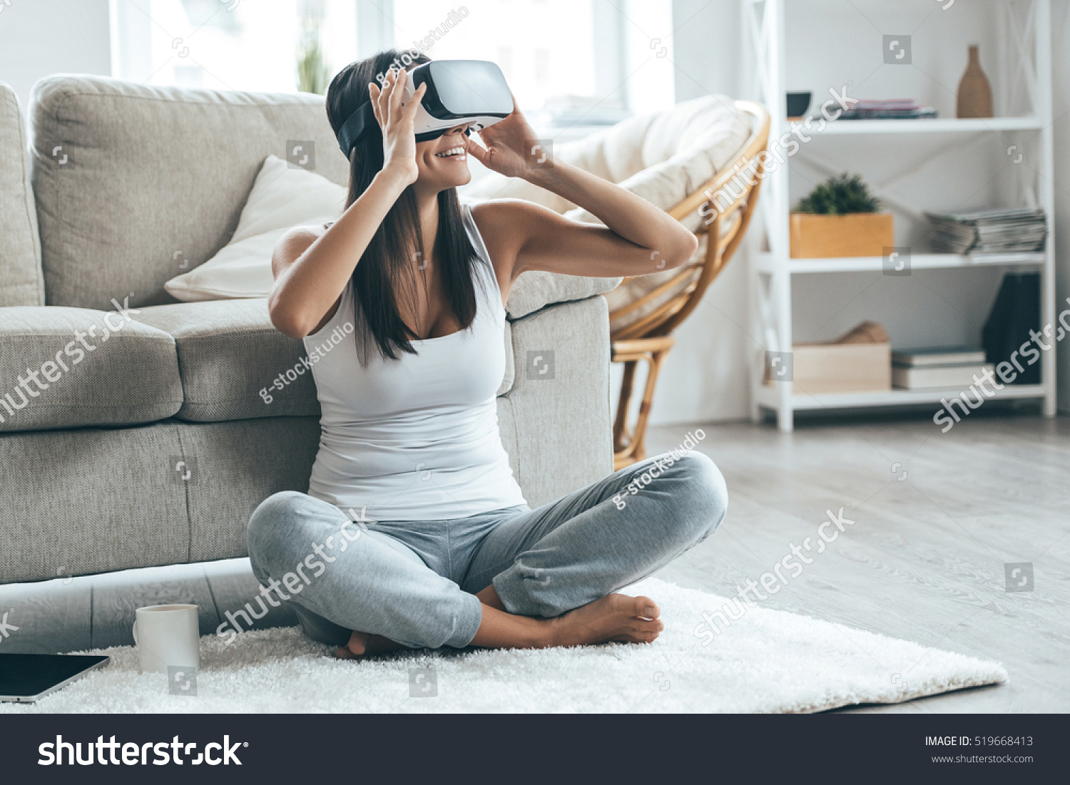 Real Attractive Young Woman Adjusting Her Stock Photo 5196684