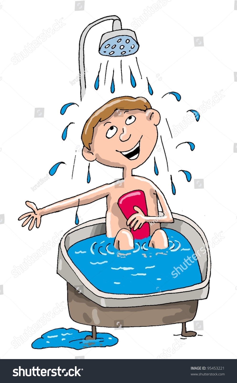 Washed Bath Boy Takes Shower Smiles Stock Illustration 95453221 ...