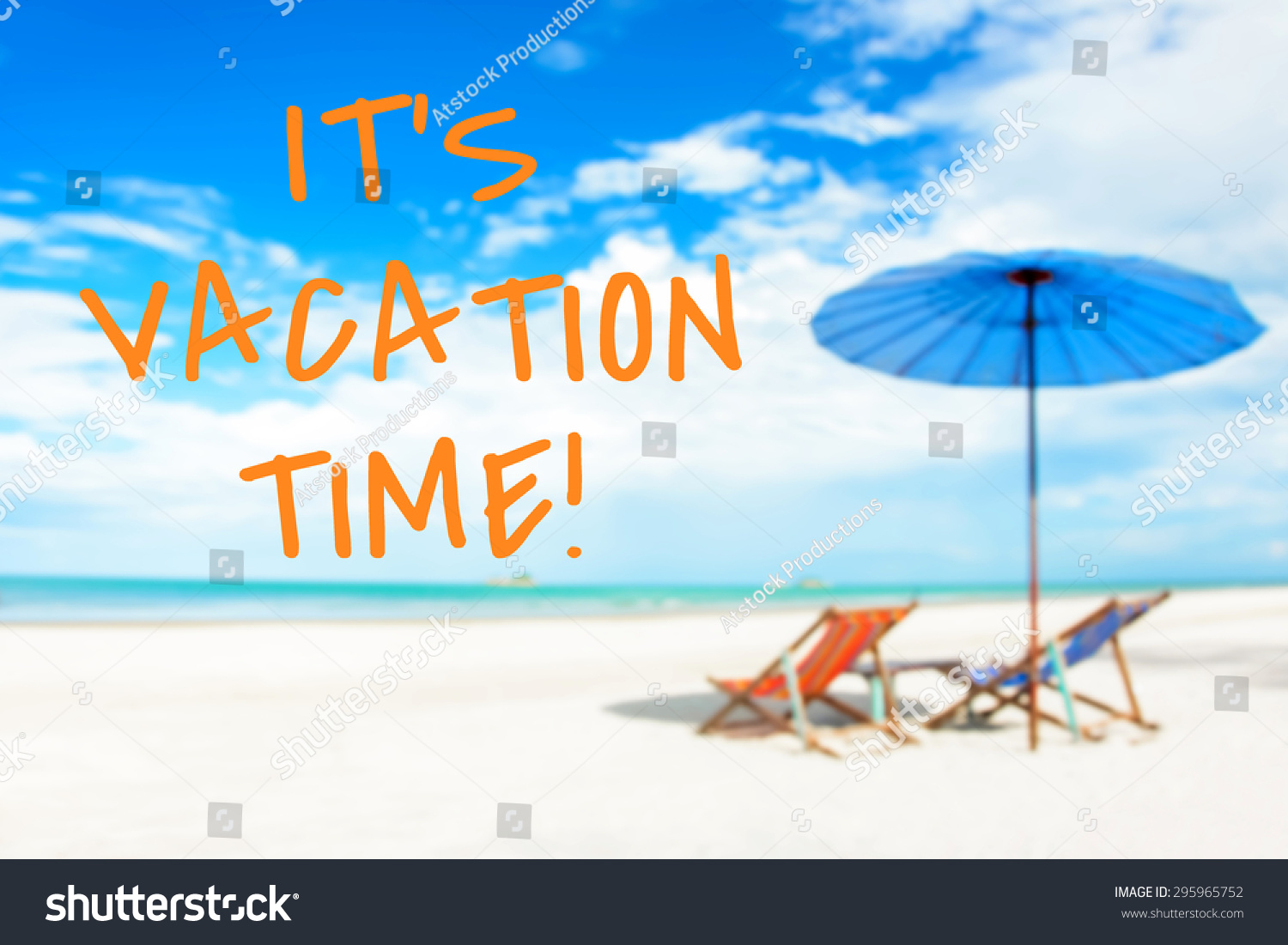 Its Vacation Time Message On Blurred Beach Background Its Vacation Time Message On Blurred Beach Background