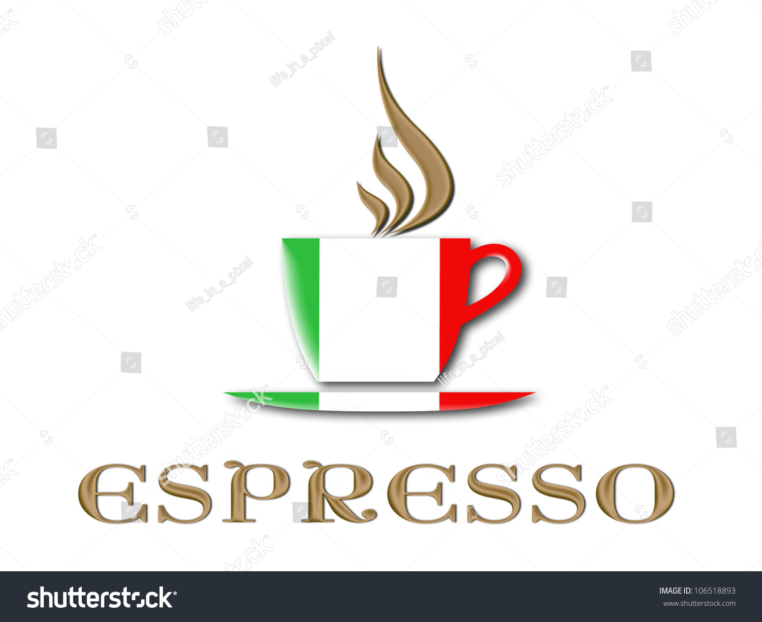 Italian Flag On A Cup Of Espresso Coffee Stock Photo 106518893 ...