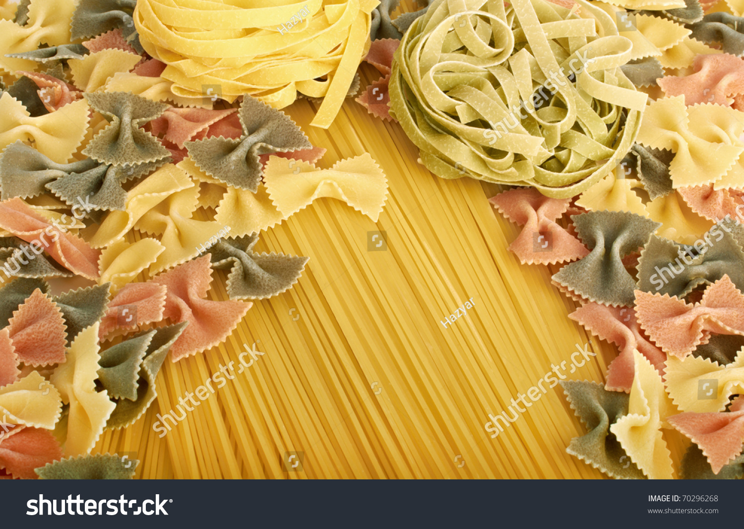 Italian Pasta Spagetti, Tagliatelle And Farfalle Stock Photo 70296268 ...