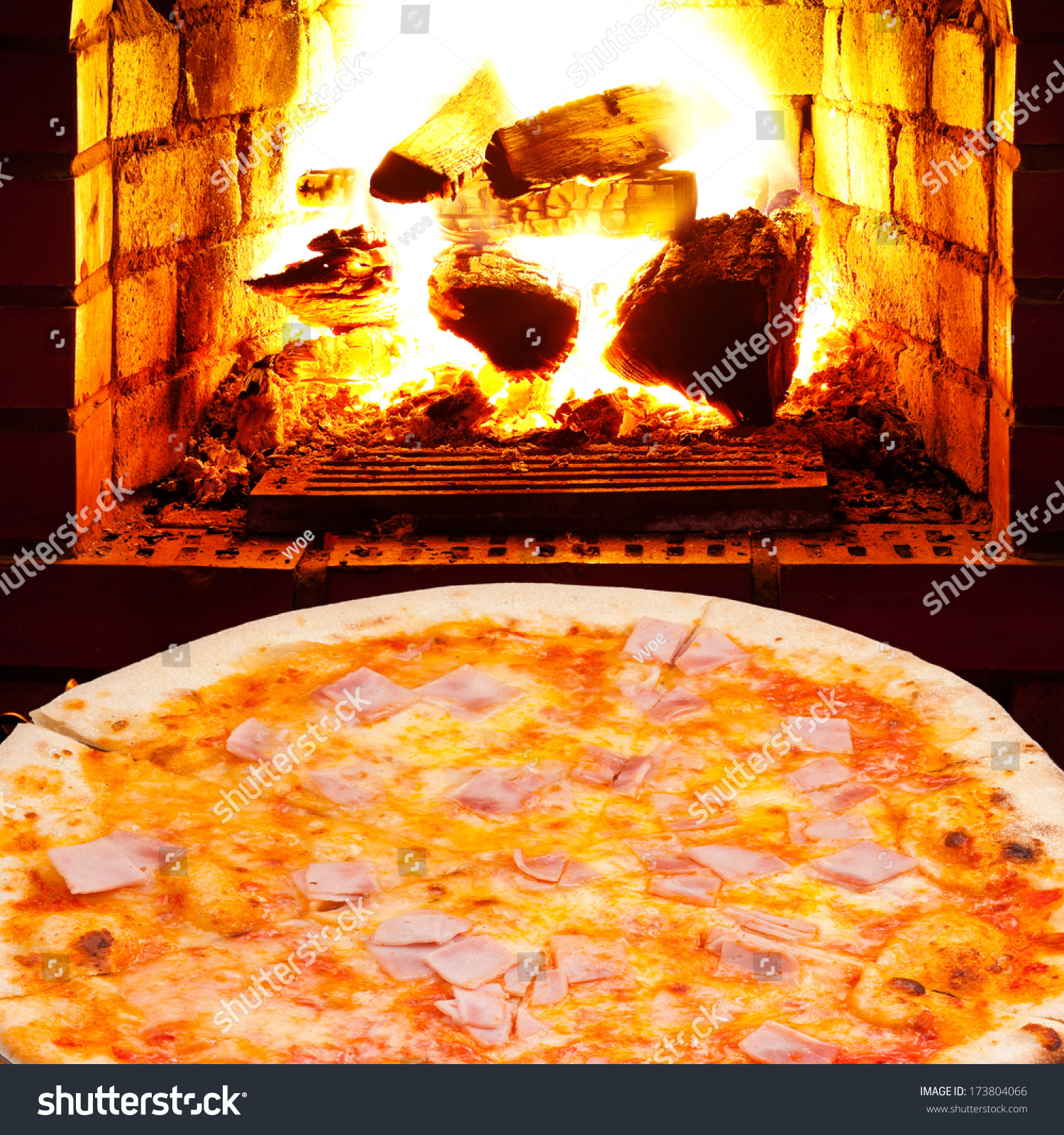 Italian Pizza Prosciutto Cotto Open Fire Stock Photo Edit Now