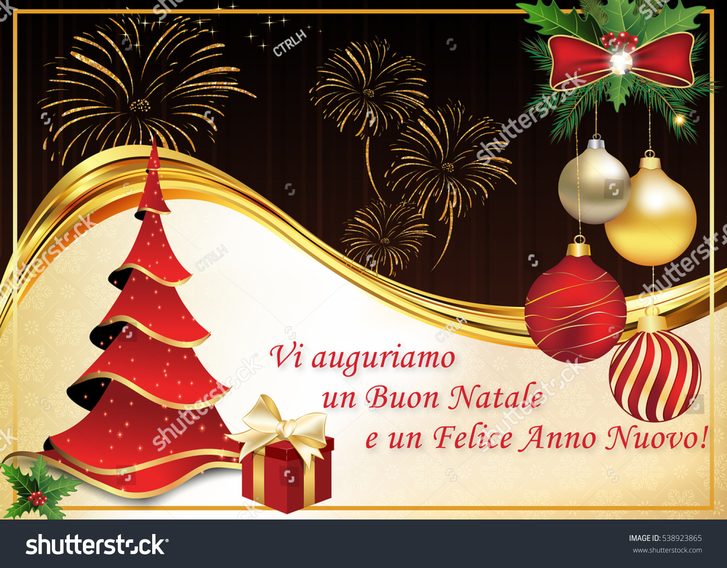 Buon Natale Wishes Italian.Italian Winter Holiday Greeting Card Merry Stock Illustration 538923865