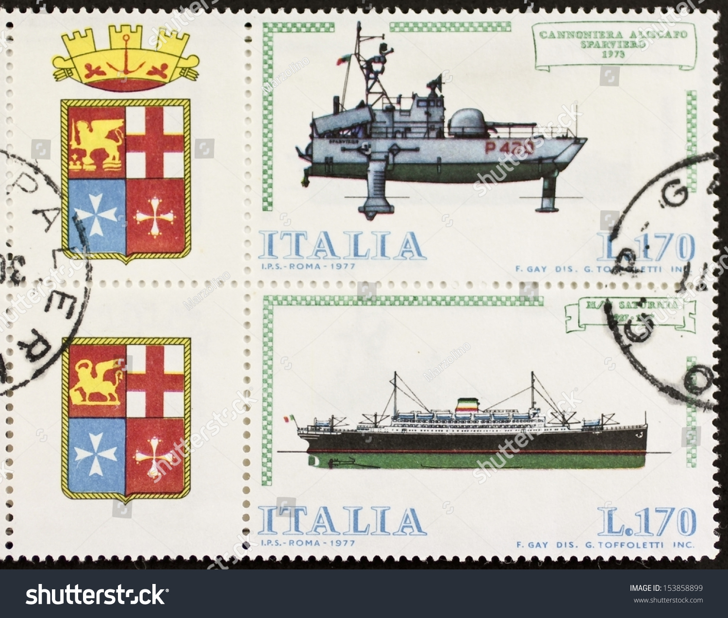 Italy Circa 1977 Block Two Stamps Stock Photo Edit Now
