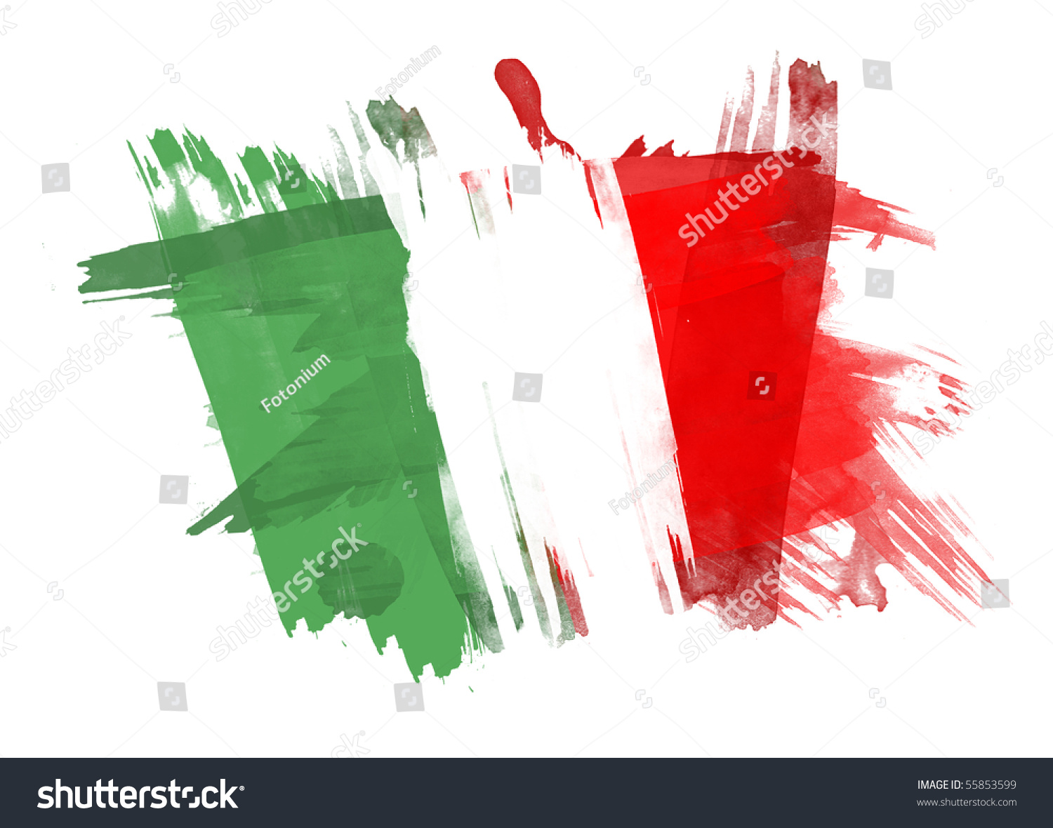 Italy Flag Painted In White Background Stock Photo 55853599 : Shutterstock