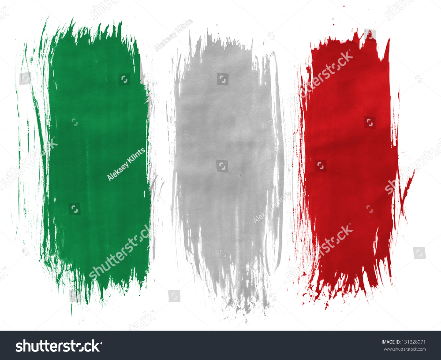 Italy. Italian Flag Painted With 3 Vertical Brush Strokes On White ...