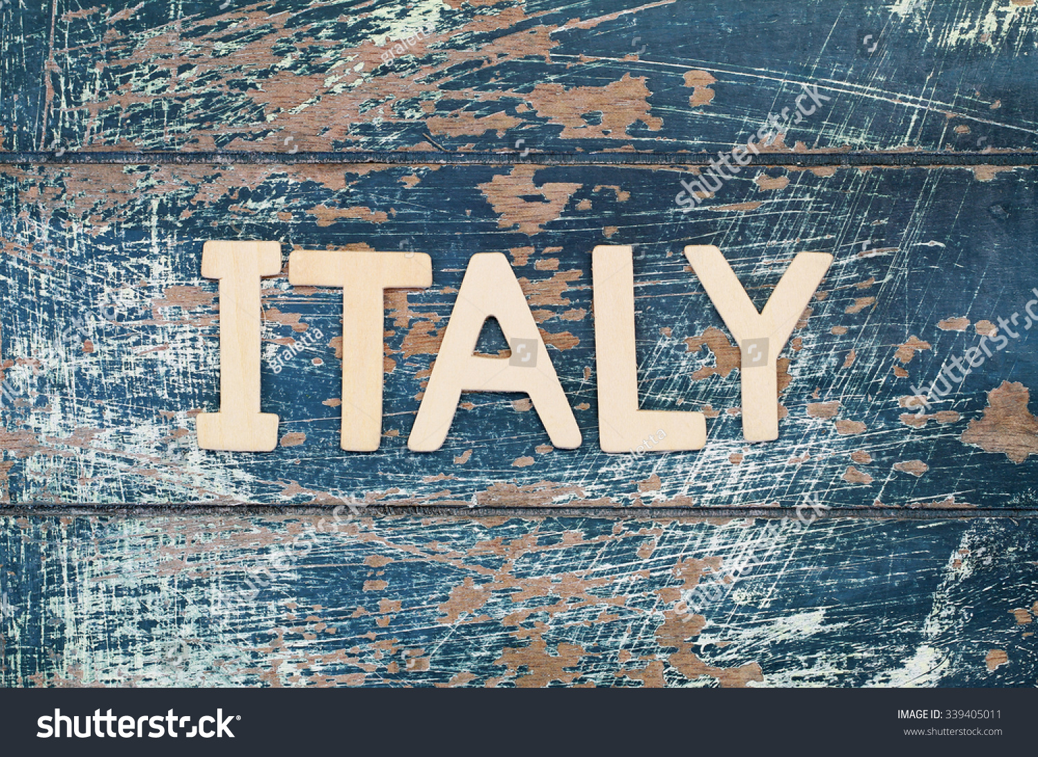 Italy Written Wooden Letters On Rustic Stock Photo (Edit Now) 339405011