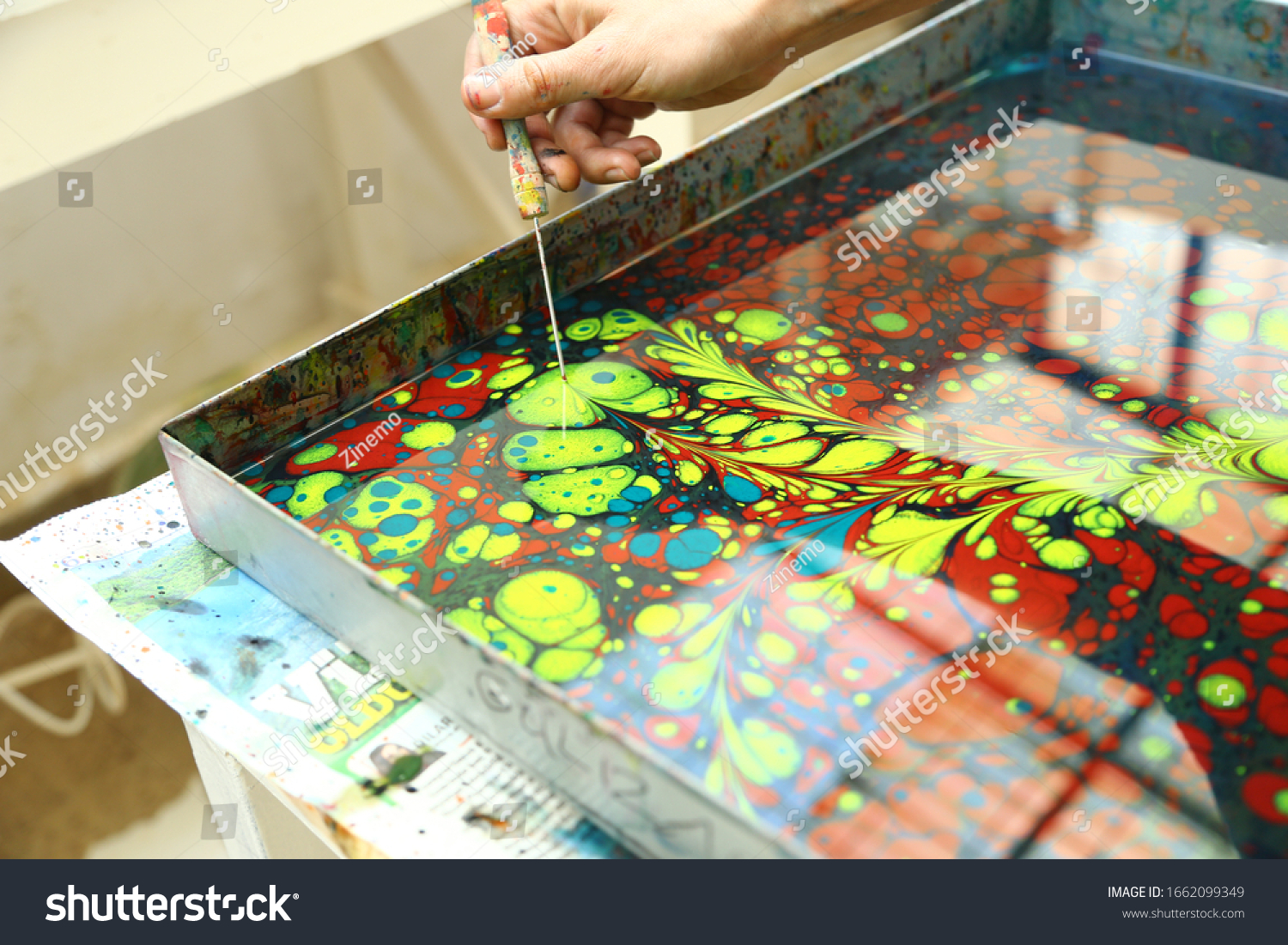 261 Water Transfer Printing Images Stock Photos Vectors Shutterstock Stock Photo Izmir Turkey March Ebru Is A Turkish Traditional Painting Method To Transfer Paint 1662099349