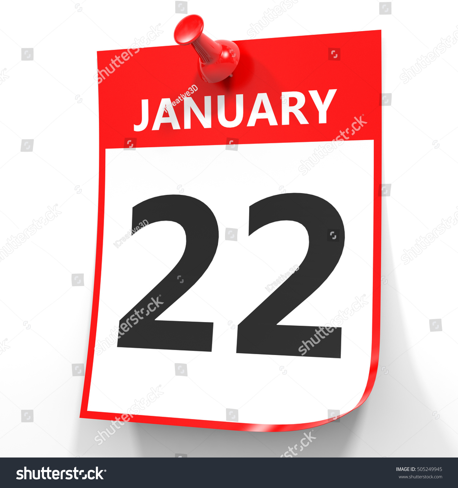 January 22 Calendar On White Background Stock Illustration 505249945
