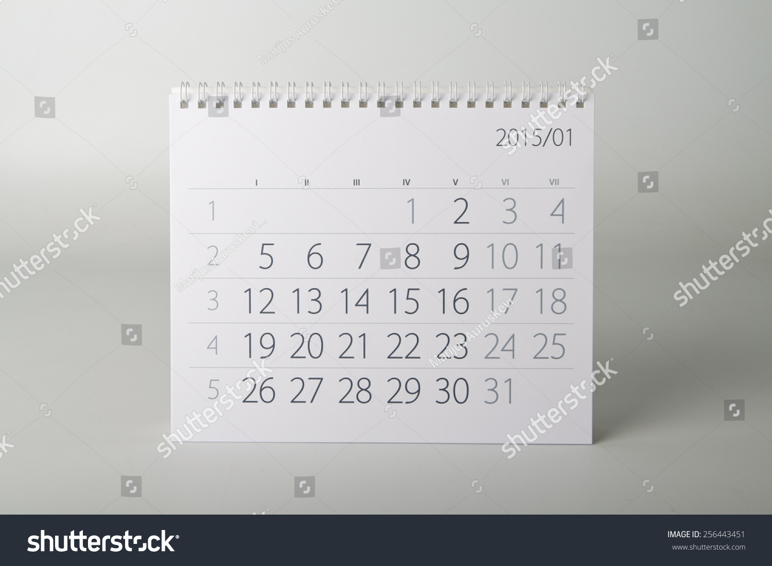 January. Calendar Sheet. Two Thousand Fifteen Year Calendar. Stock ...