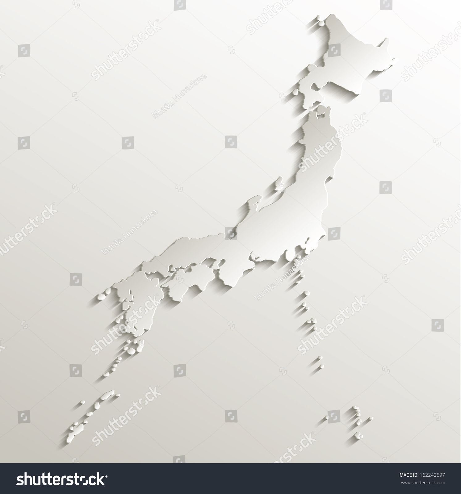 Japan Map Card Paper 3d Natural Stock Illustration 162242597 | Shutterstock