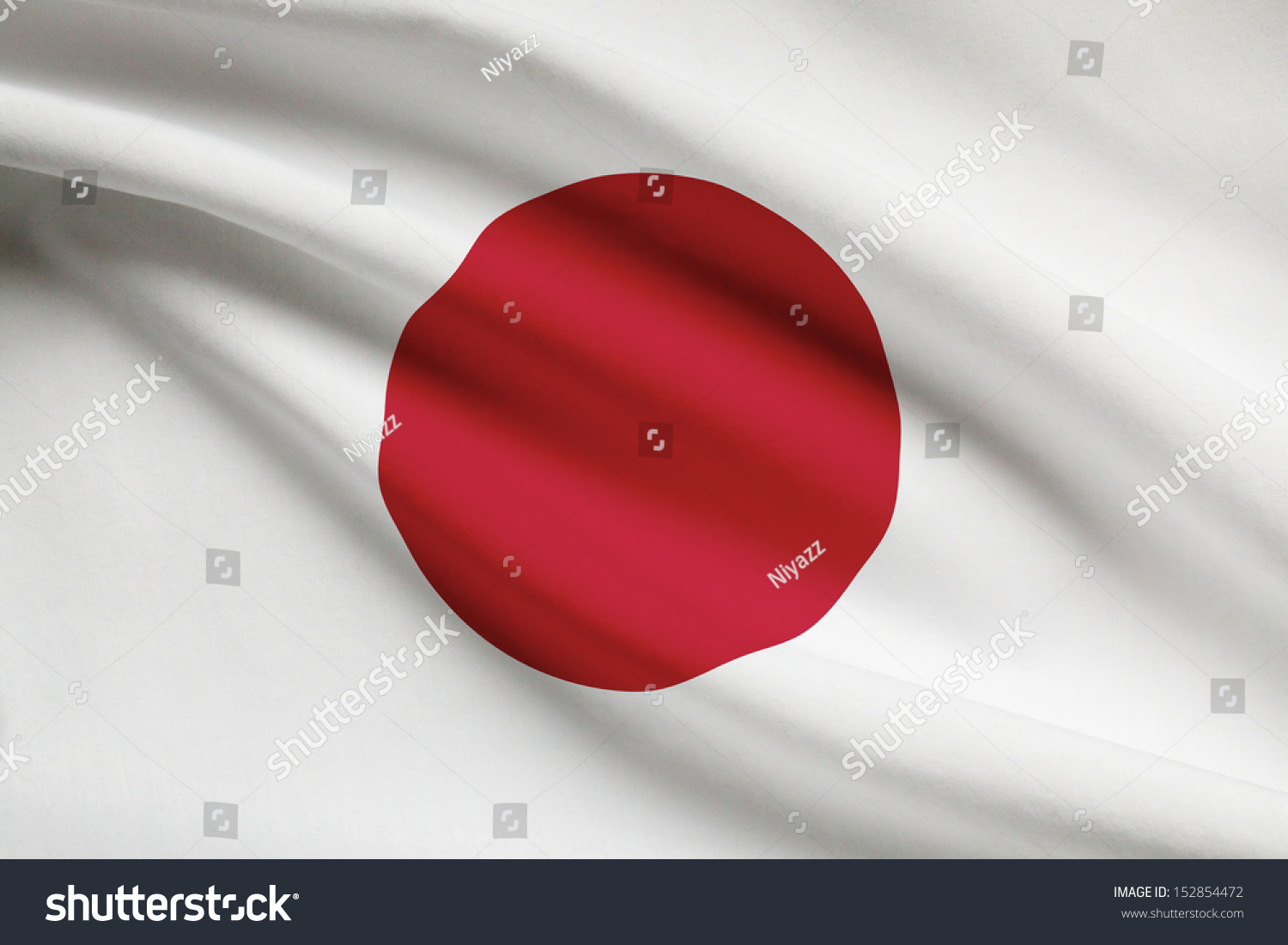 Japanese Flag Blowing In The Wind. Part Of A Series. Stock Photo ...