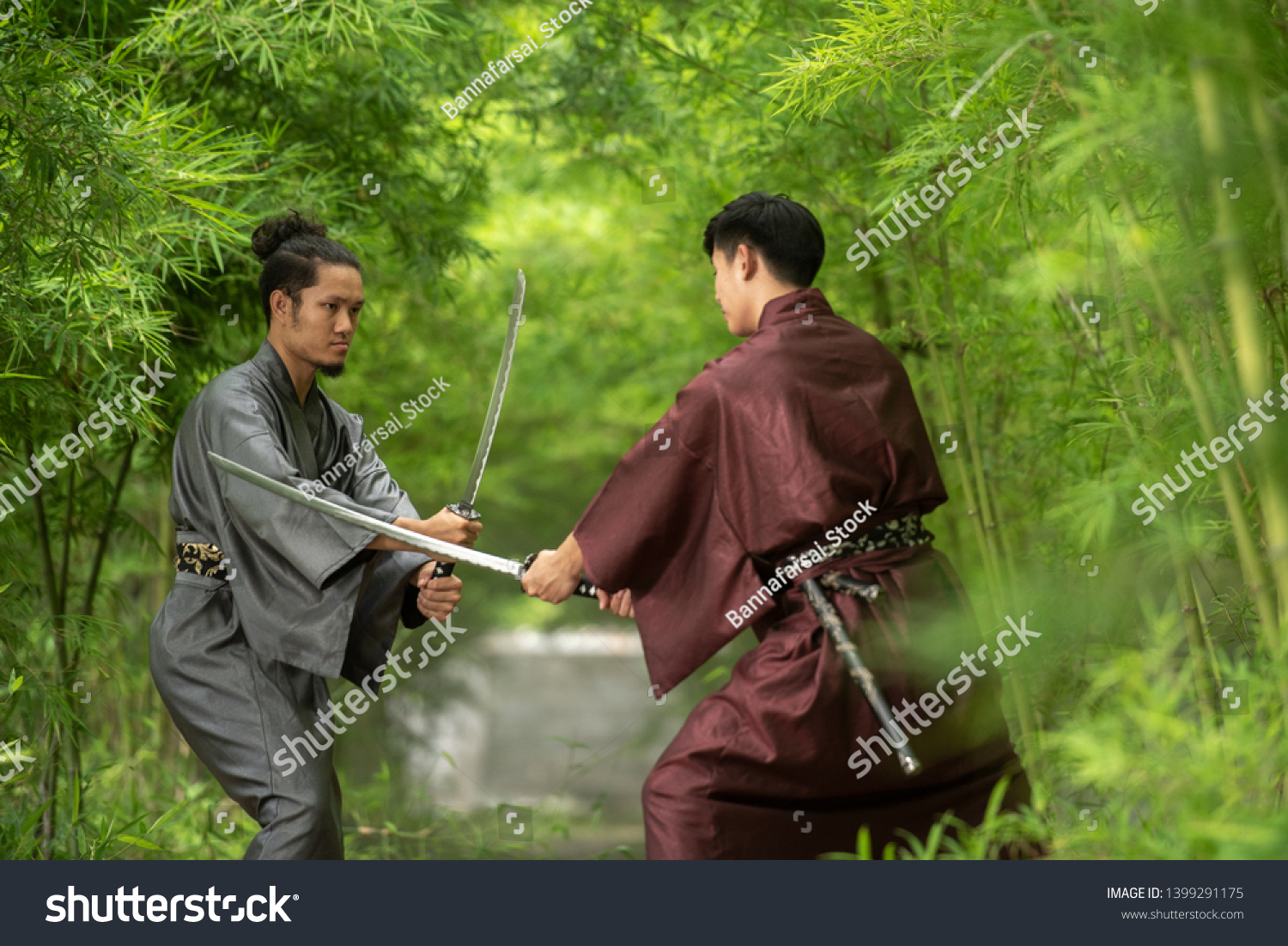 Japanese Samurai Fighter Wearing Traditional Uniform Stock Photo ...