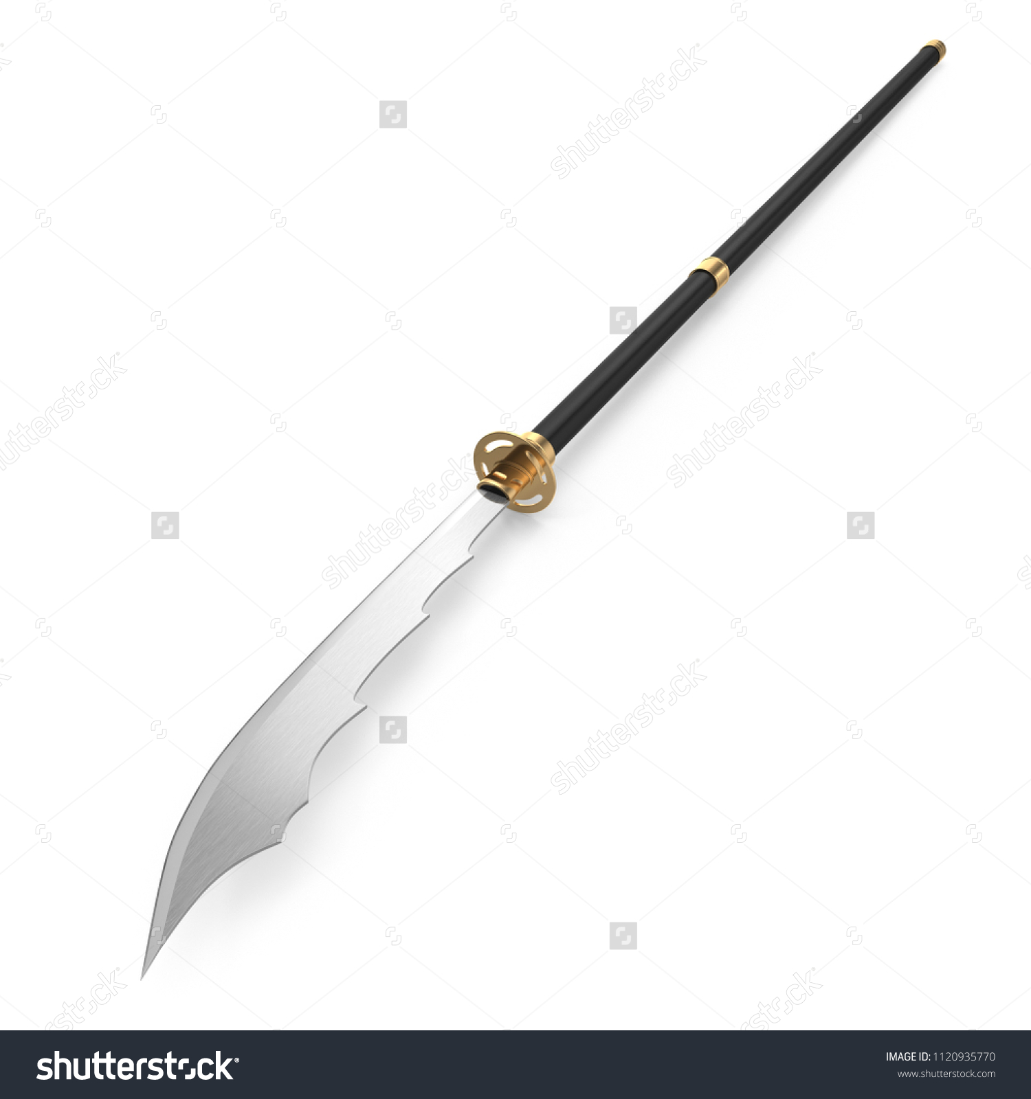 Japanese Samurai Naginata Yari Sword On Stock Illustration
