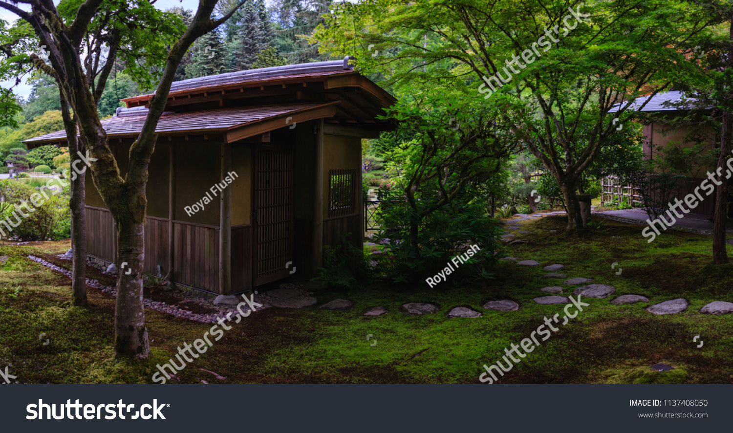 Japanese Tea House Rain Forest Garden Stock Photo Edit Now