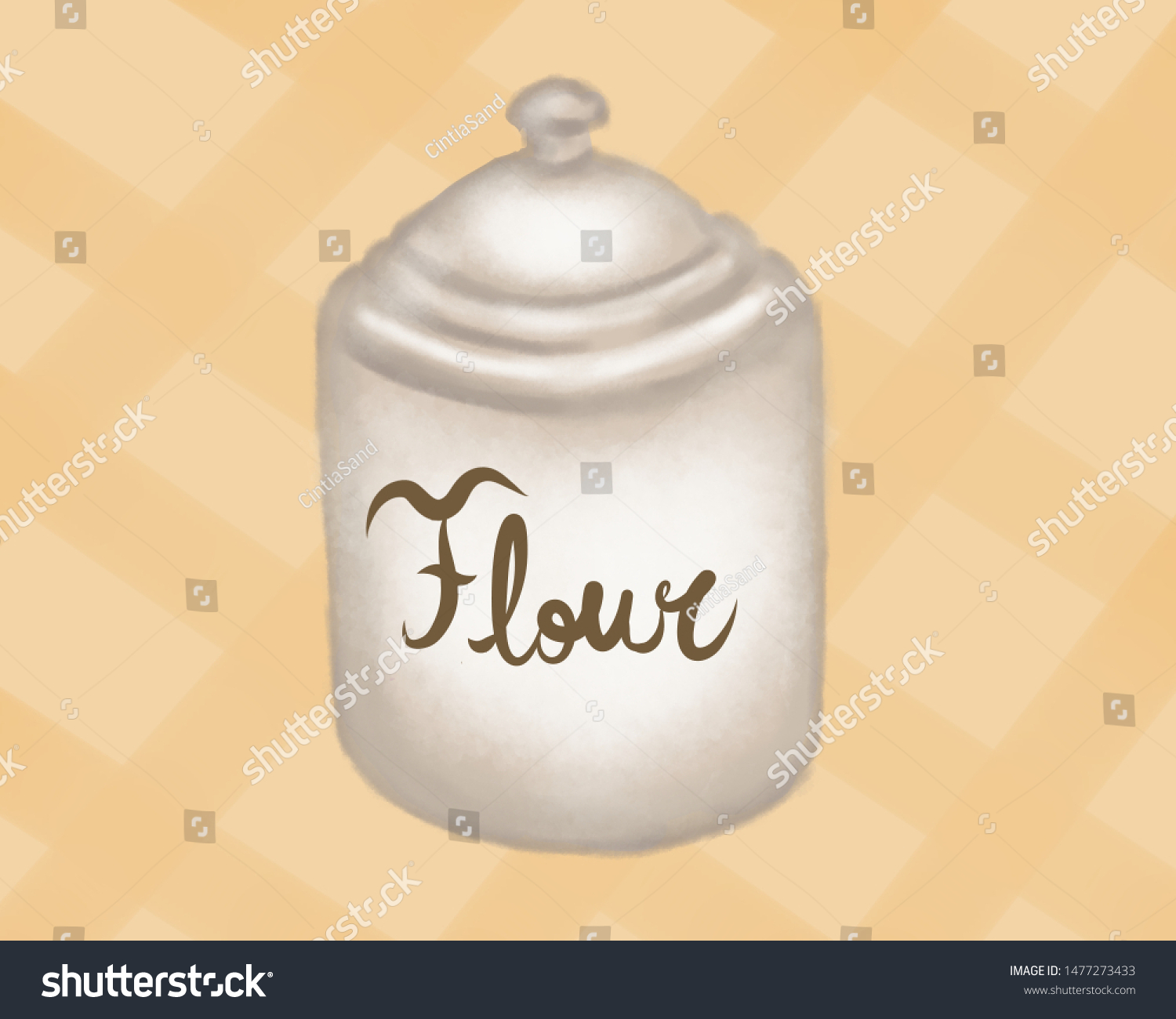 Jar Flour On Striped Background Stock Illustration 1477273433 ...