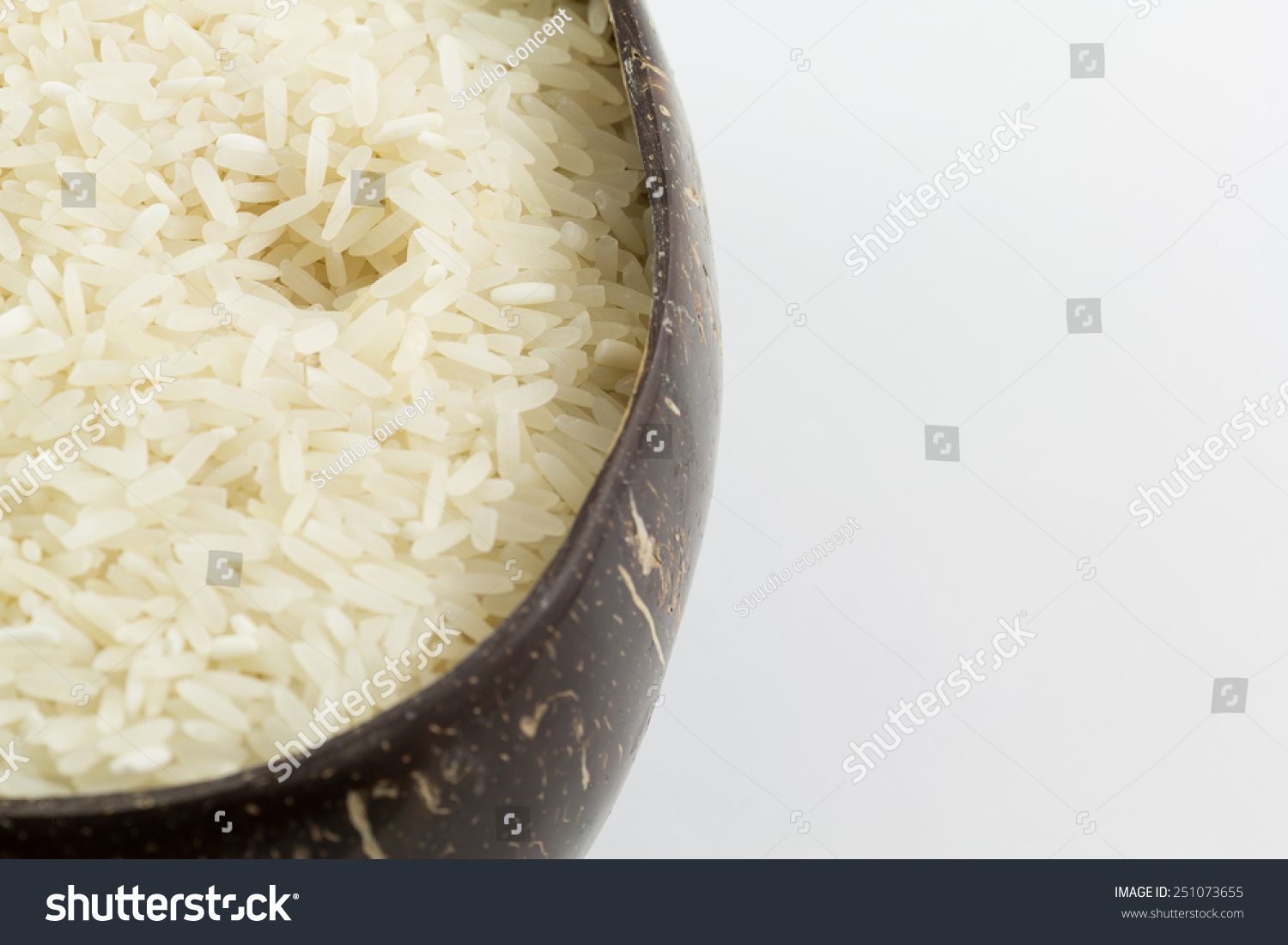 Jasmine Rice In The Coconut Shell. Stock Photo 251073655 : Shutterstock