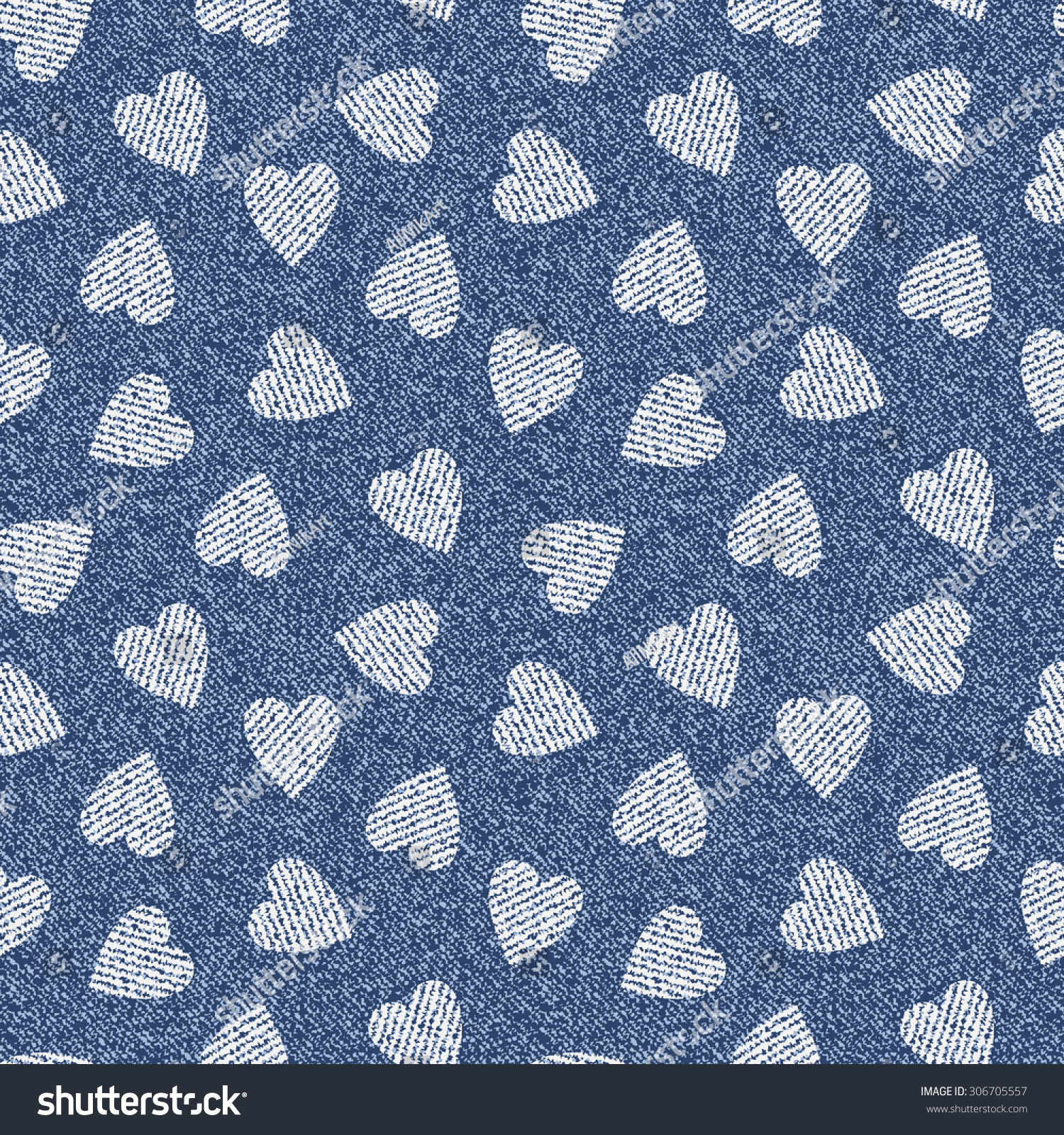 Jeans Background Hearts Denim Seamless Pattern Stock Illustration