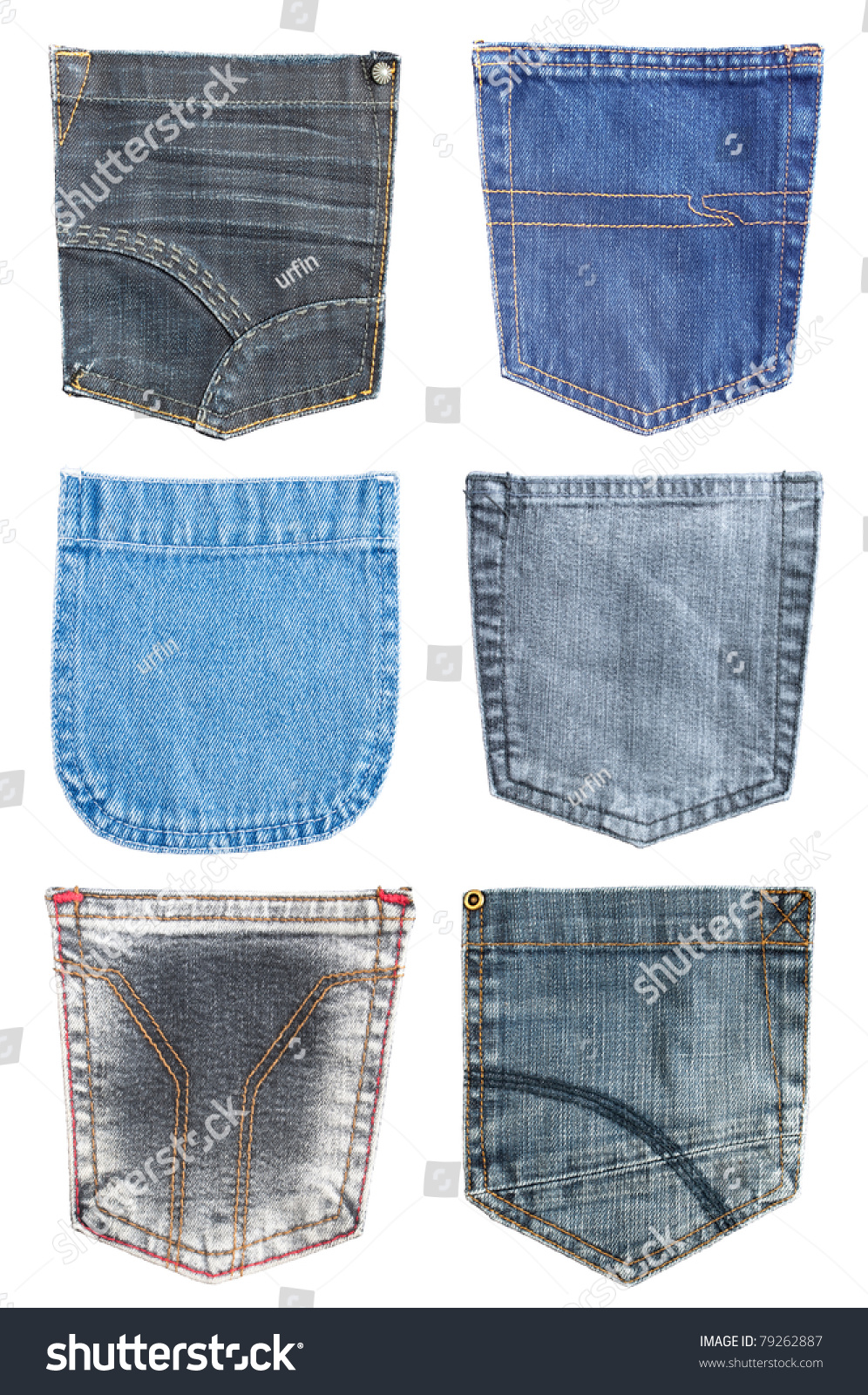 Jeans Pockets Collection Isolated On White Stock Photo 79262887 ...