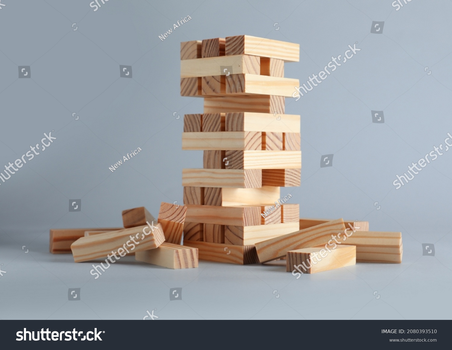 Jenga Tower Made Wooden Blocks On Stock Photo (Edit Now) 2080393510