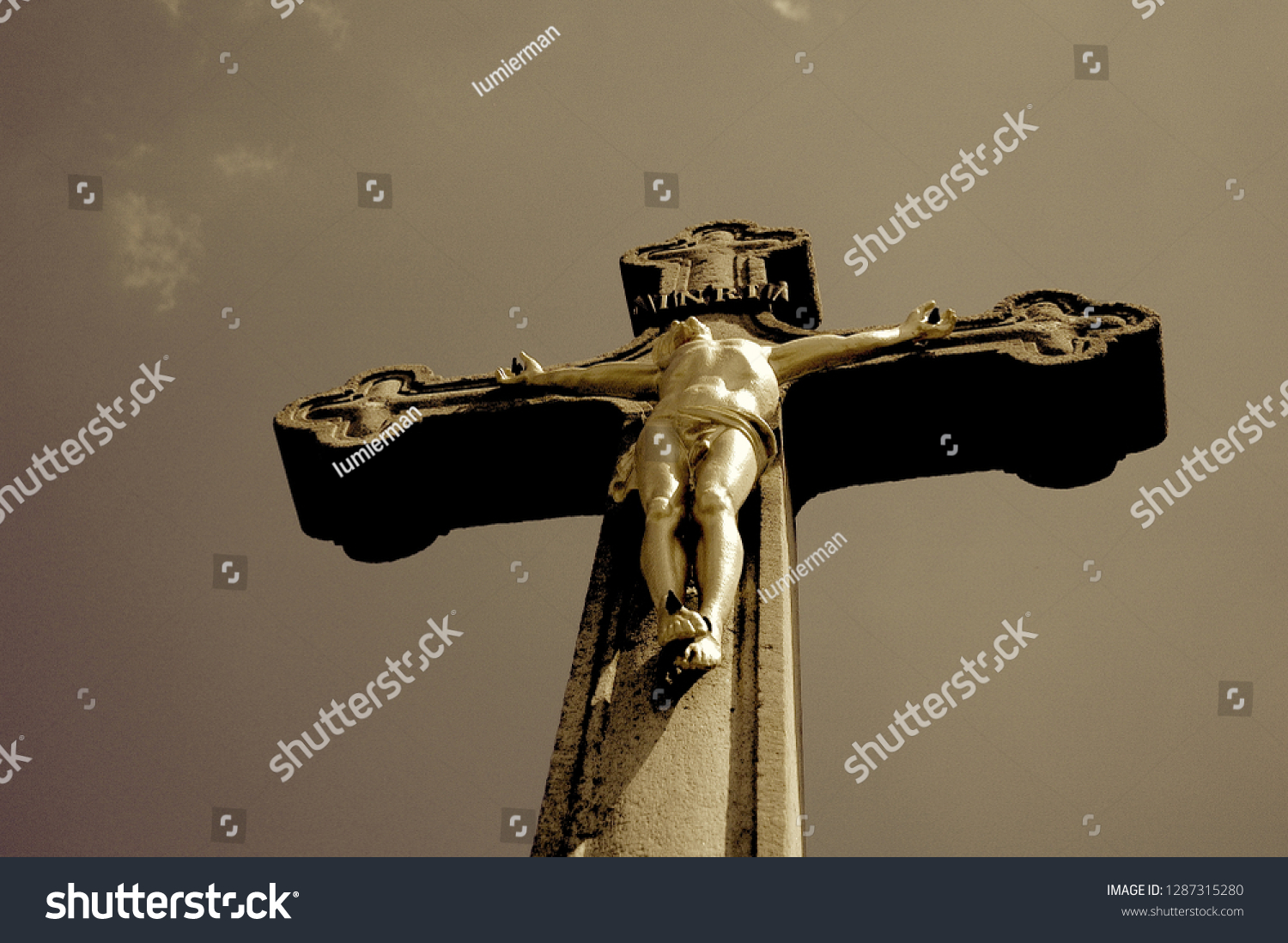 Jesus Christ Hang On Cross Against Stock Photo 1287315280 Shutterstock