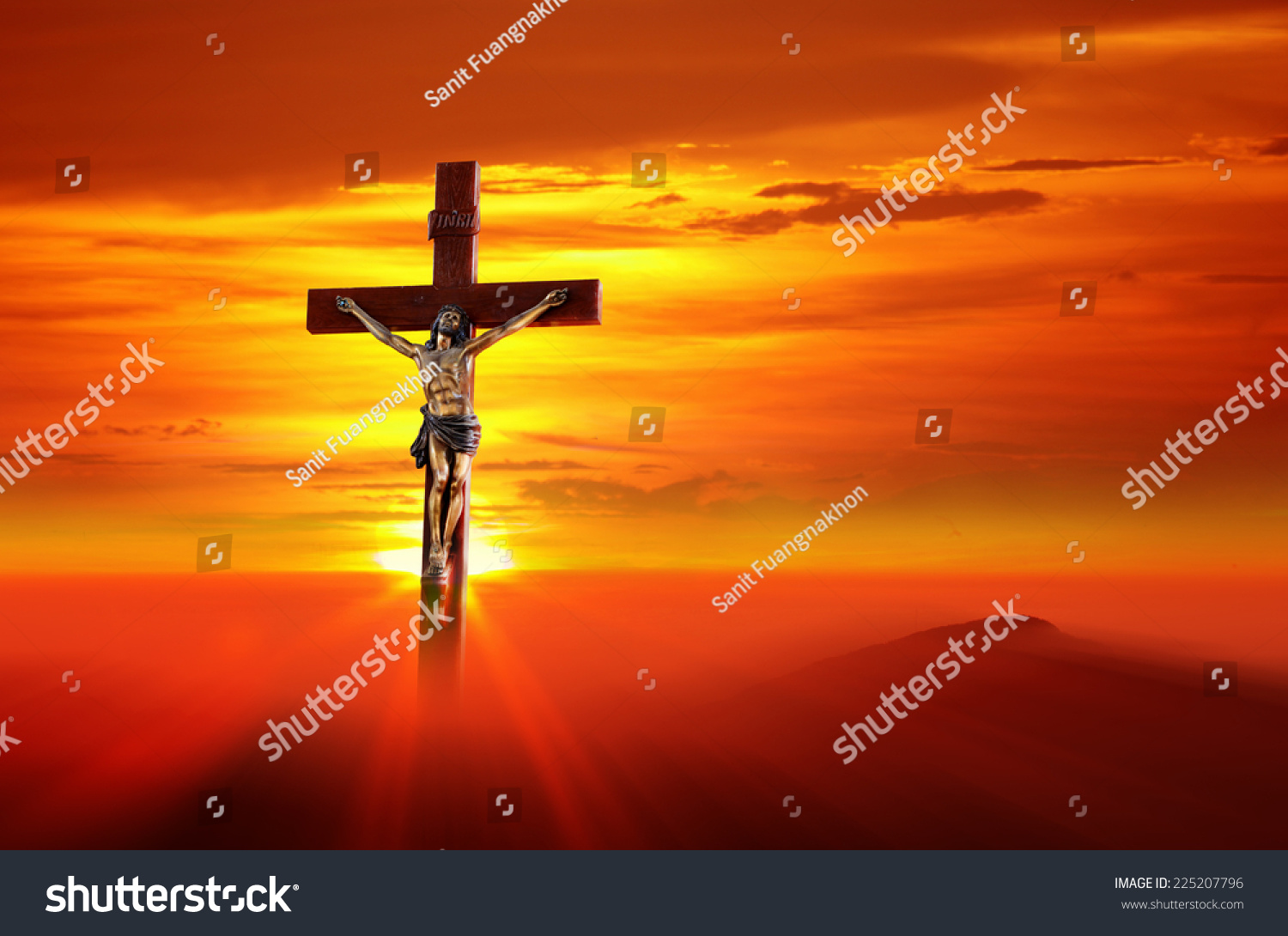 Jesus Christ On Cross Against Background Stock Photo Shutterstock