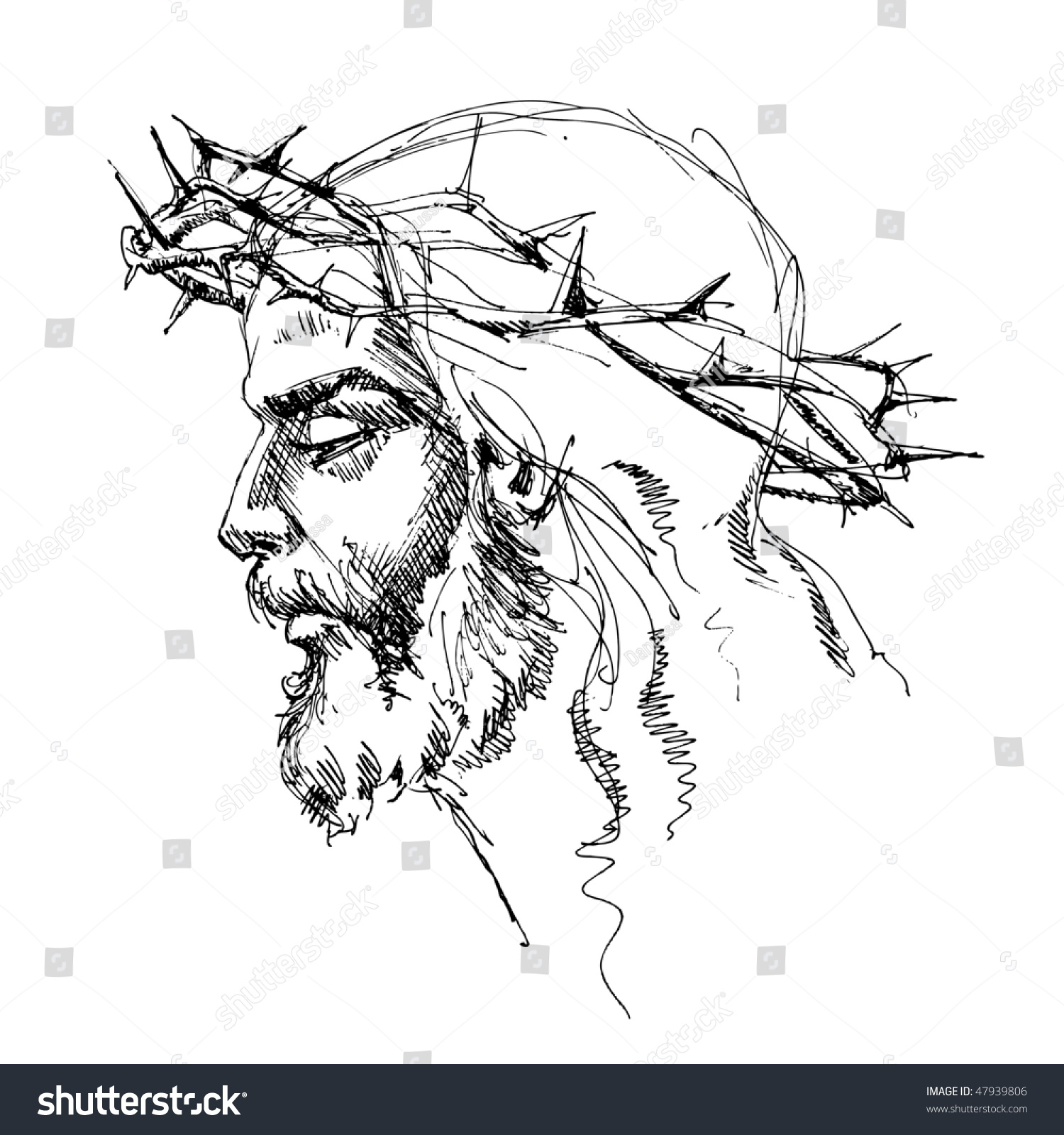 Jesus Christ Crown Thorns Sketch Stock Illustration 47939806 | Shutterstock