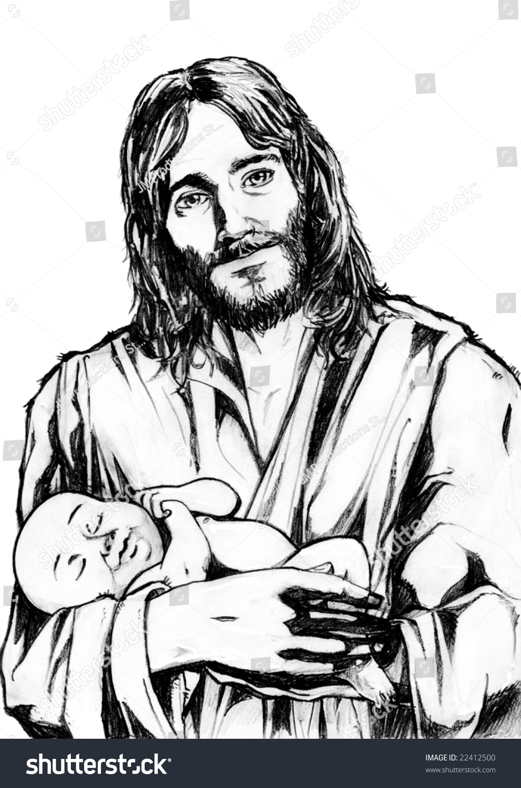 Jesus Holding Baby Stock Photo 22412500 : Shutterstock