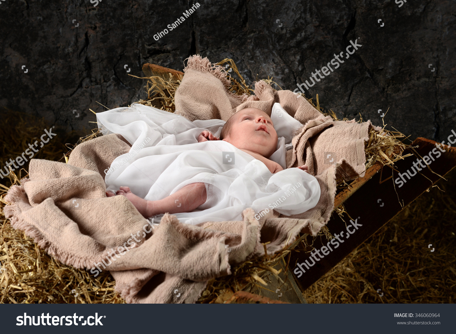 Jesus Resting On Manger Old Barn Stock Photo 346060964 - Shutterstock