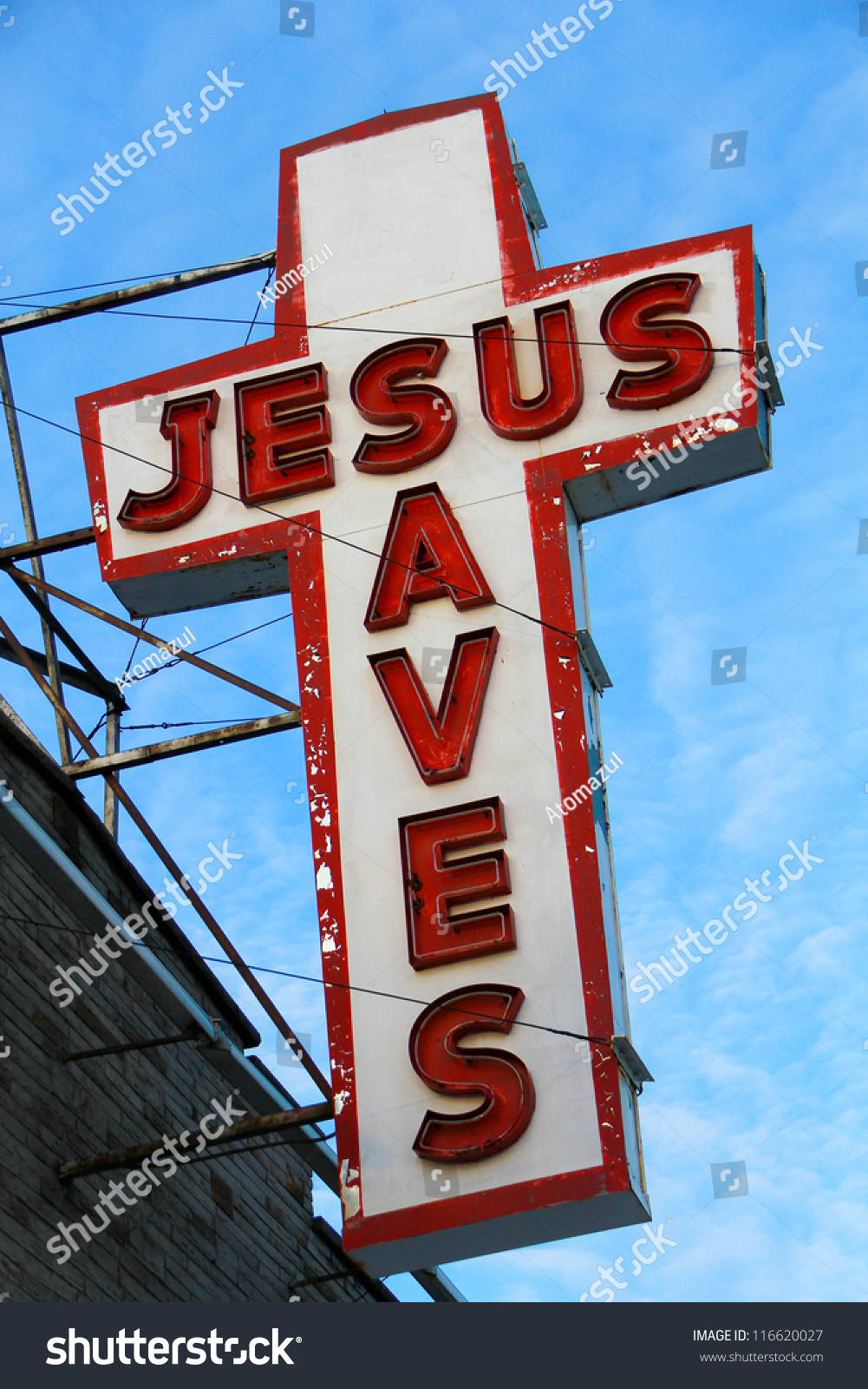 Jesus Saves Old Jesus Saves Neon Stock Photo 116620027 | Shutterstock